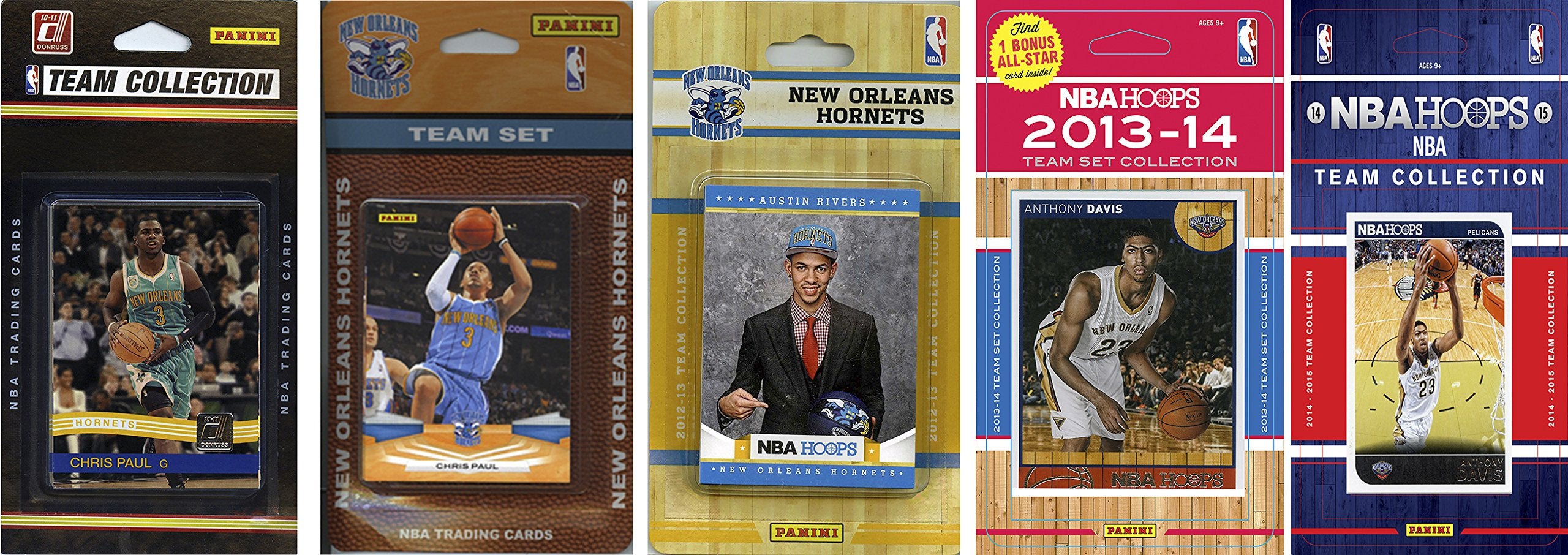 NBA New Orleans Pelicans 5 Different Licensed Trading Card Team Sets