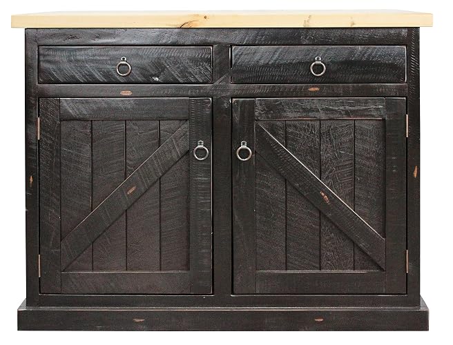 Rustic Kitchen Island in Rustic Barnwood with Pine Top