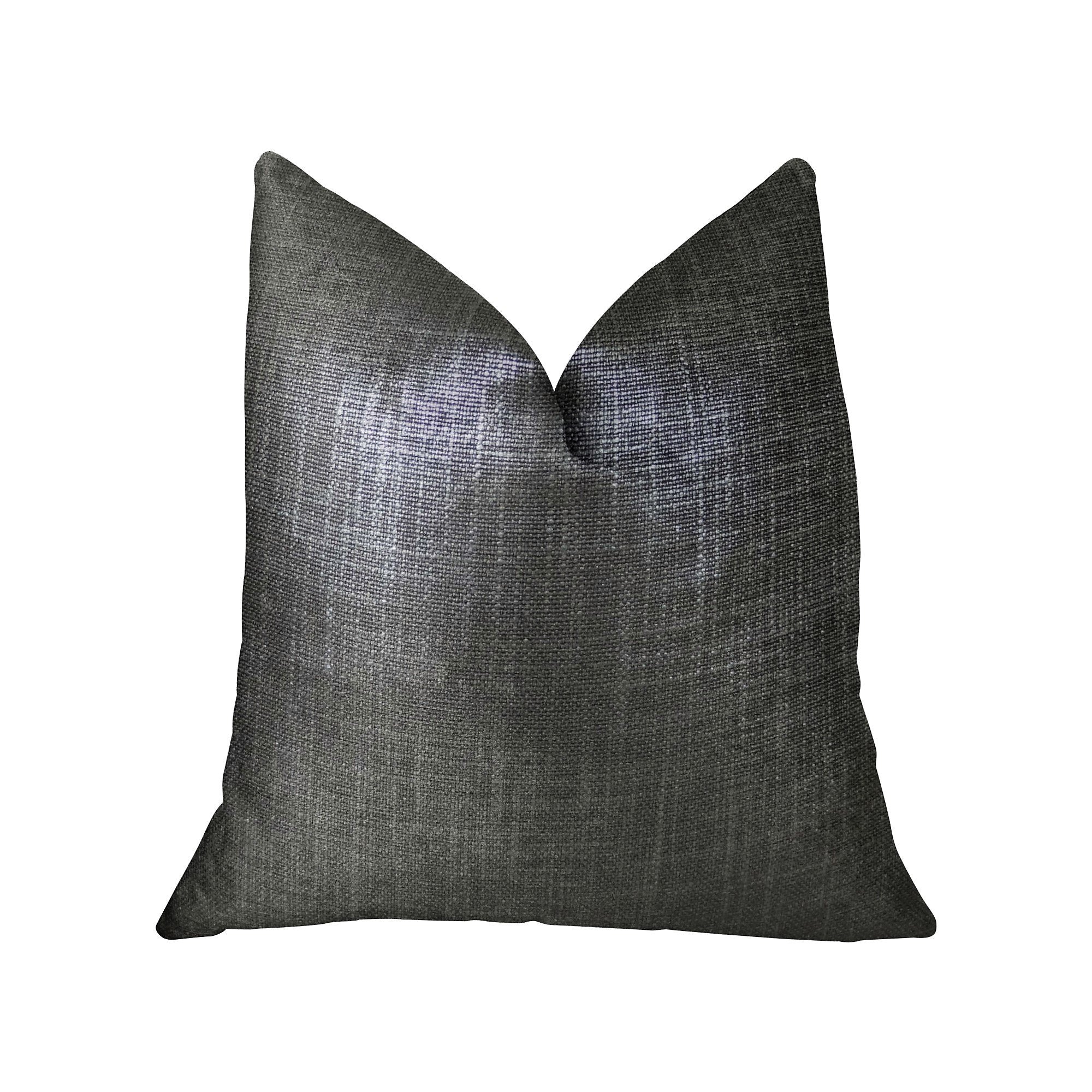 Plutus Glazed Linen Indigo Handmade Double Sided Throw Pillow, (Double sided  12 x 20")"
