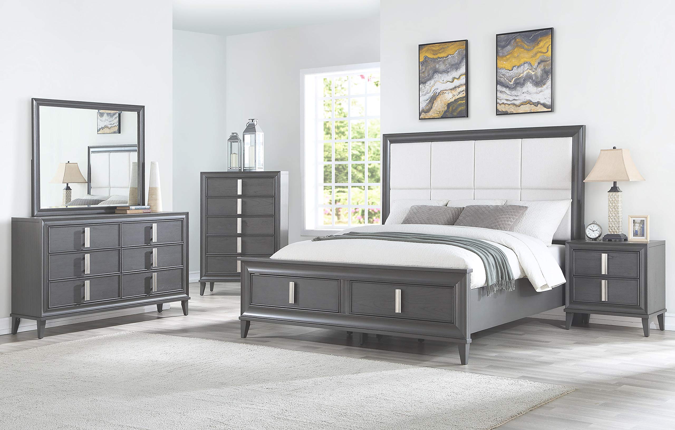 Lorraine Standard King Storage Bed, Dark Grey