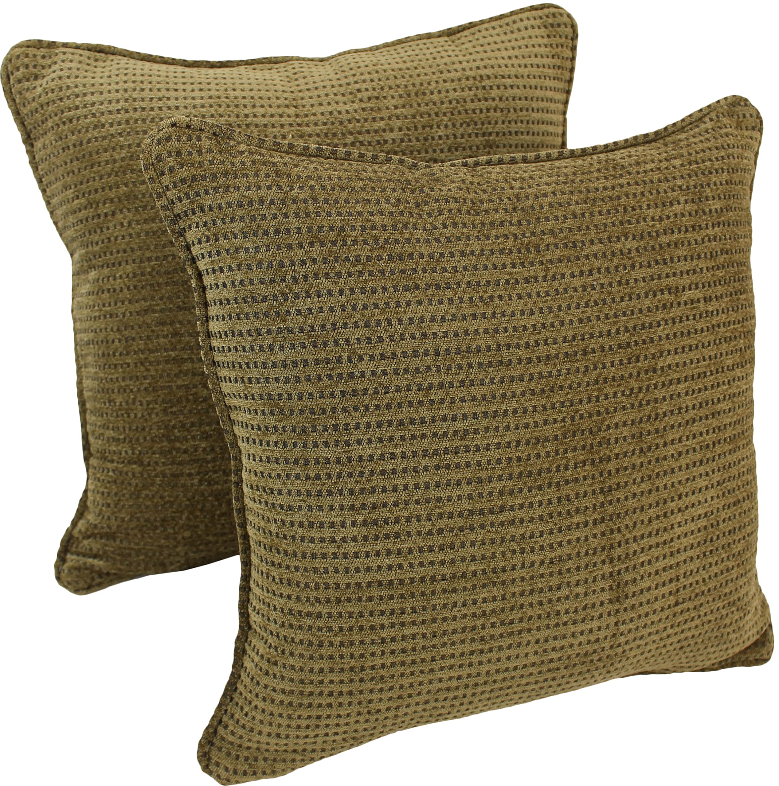 18-inch Double-corded Square Patterned Jacquard Chenille Throw PIllows with Inserts (Set of 2) - Gingham Brown