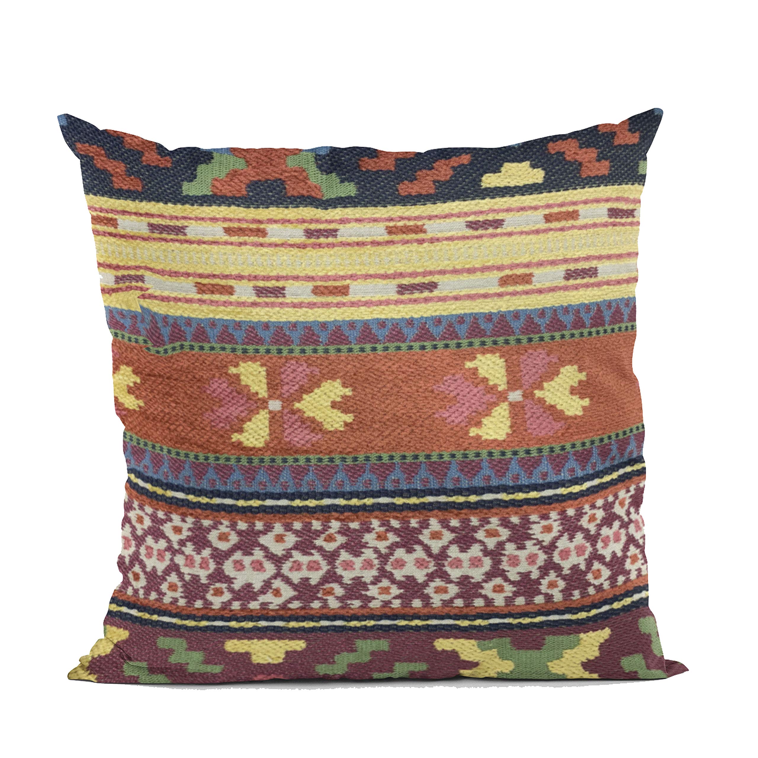 Plutus Brands Multi-Color Plutus Unique Lanes Border Luxury Throw Pillow 12 in x 20in, Double Sided 12 x 20”