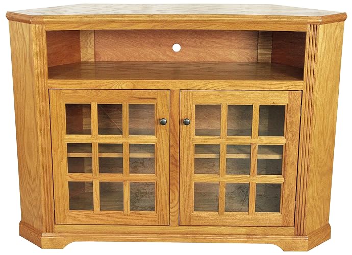 Oak Tall Curve Corner TV Stand in Light