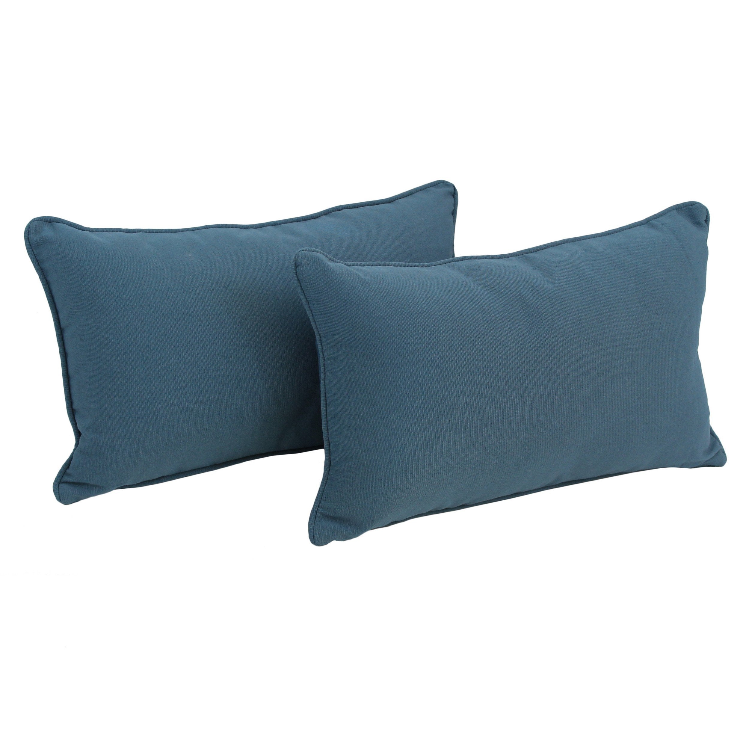 20-inch by 12-inch Double-corded Solid Twill Back Support Pillows with Inserts (Set of 2) - Indigo