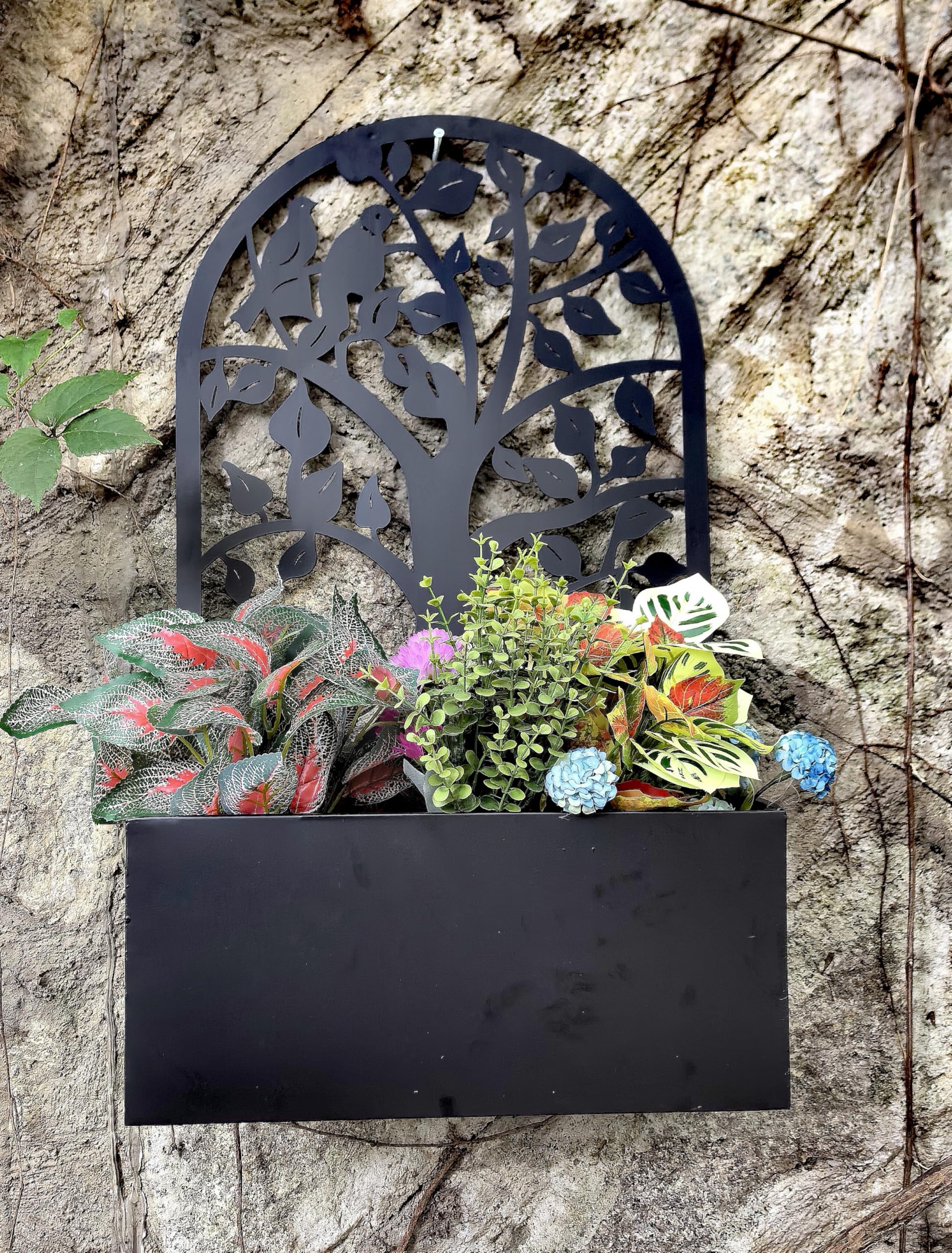 Hi-Line Gift Ltd 78685-BK Garden Hanging Planter Black Metal Wall Decor