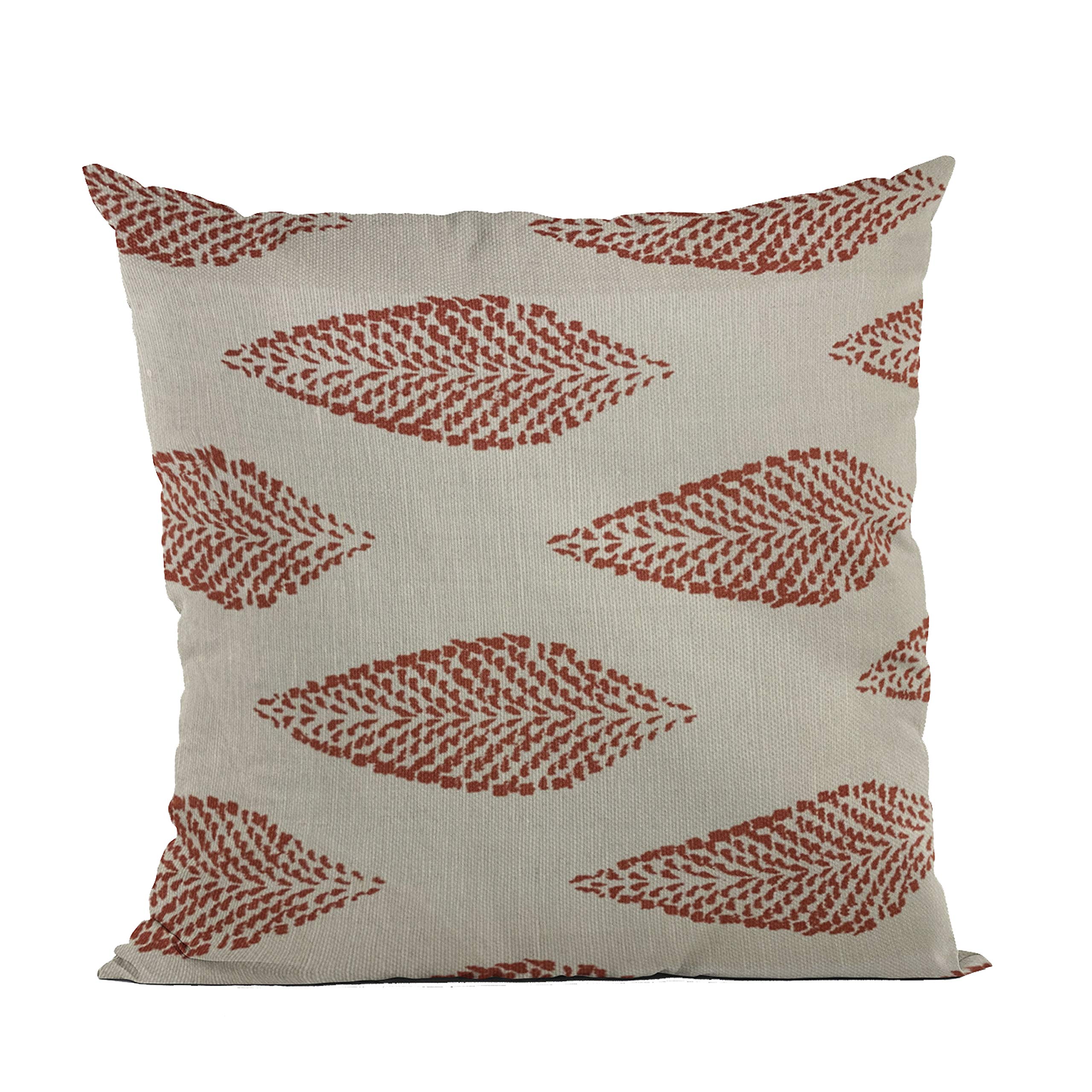 Plutus Brands Red Plutus Large Leafs Floral Luxury Throw Pillow 22 in x 22in, Double Sided 22 x 22”