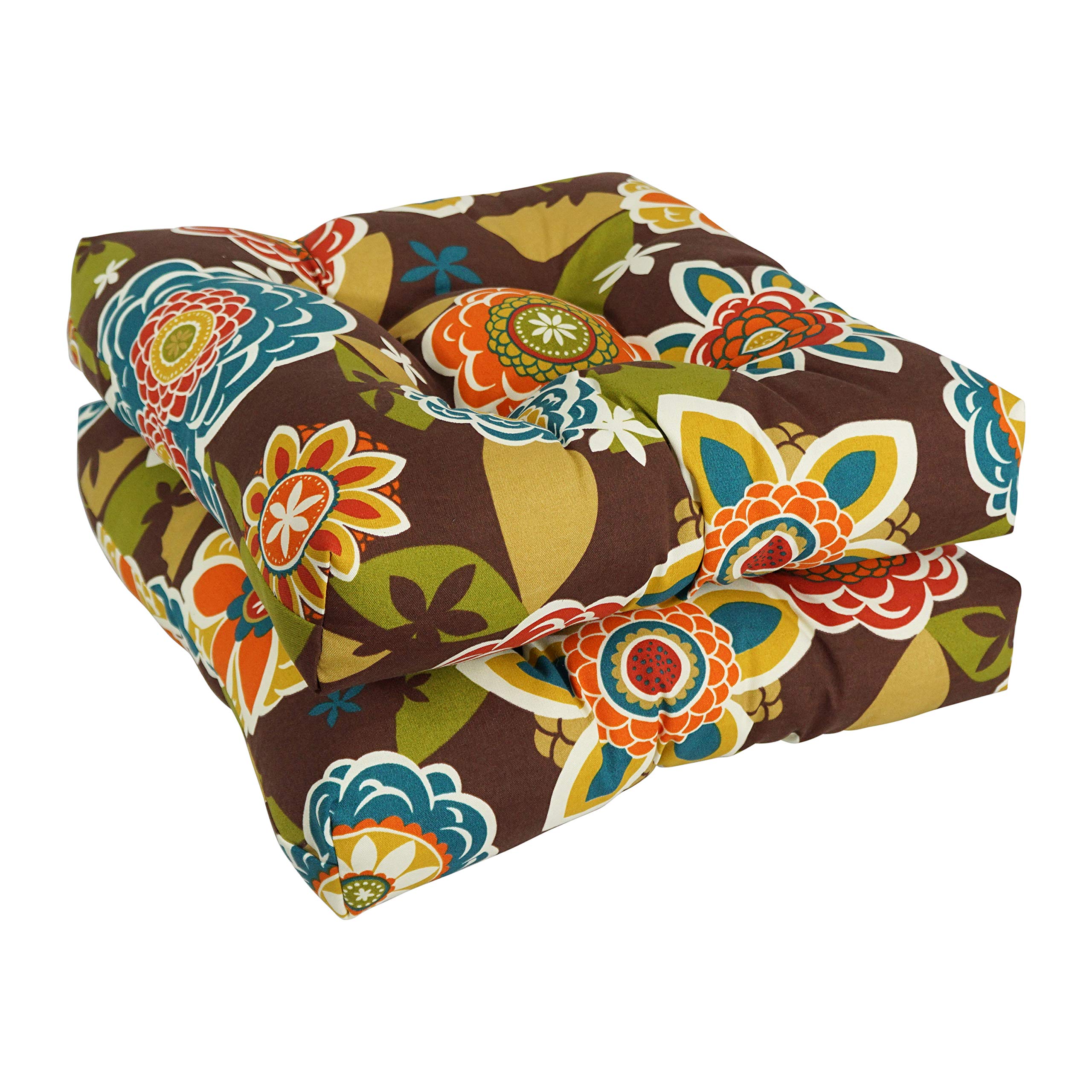 19-inch Squared Patterned Spun Polyester Tufted Dining Chair Cushions (Set of 4)  94005-4CH-REO-50