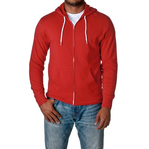 Independent Trading Co. Unisex Lightweight Full-Zip Hooded Sweatshirt - Red, M