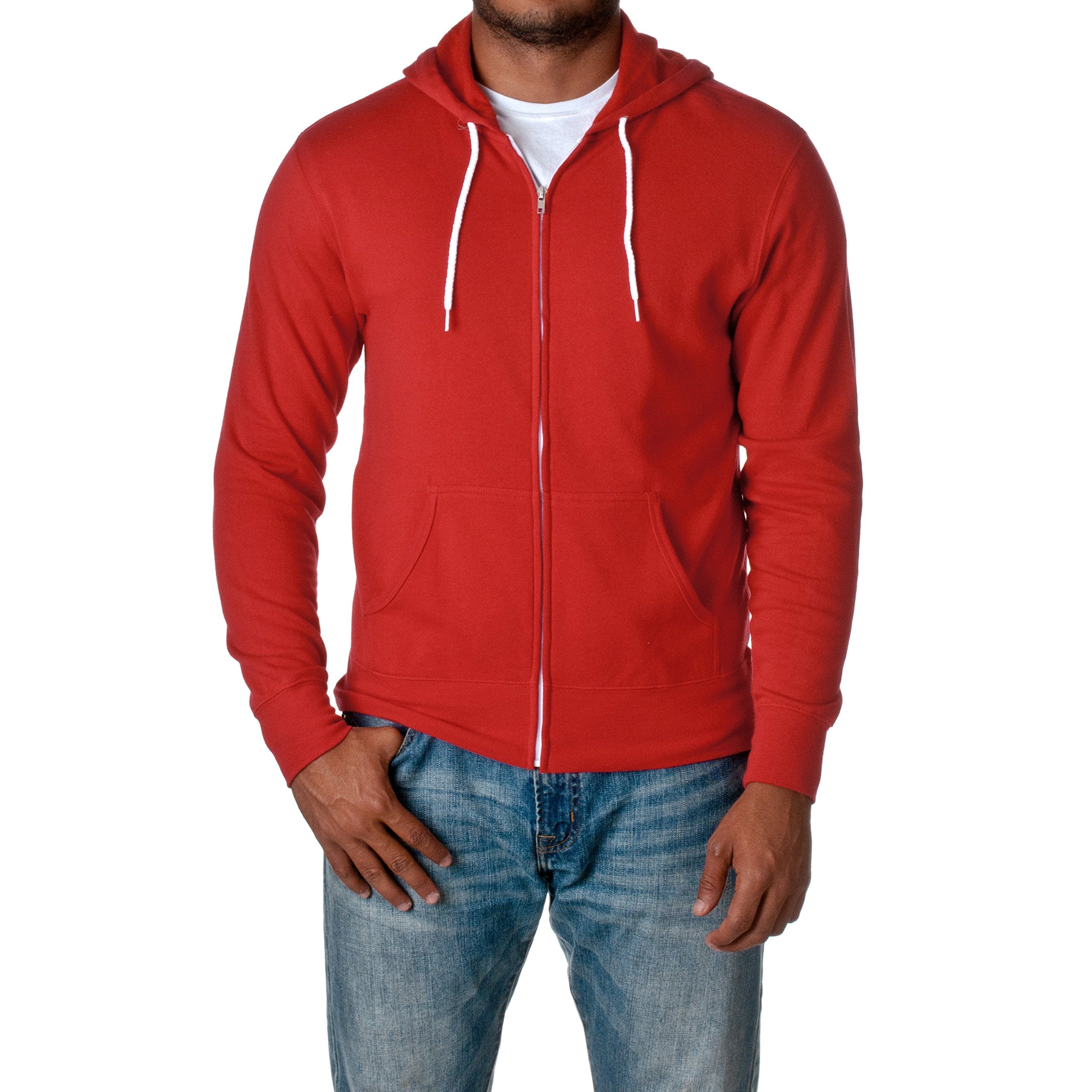 Independent Trading Co. Unisex Lightweight Full-Zip Hooded Sweatshirt - Red, S