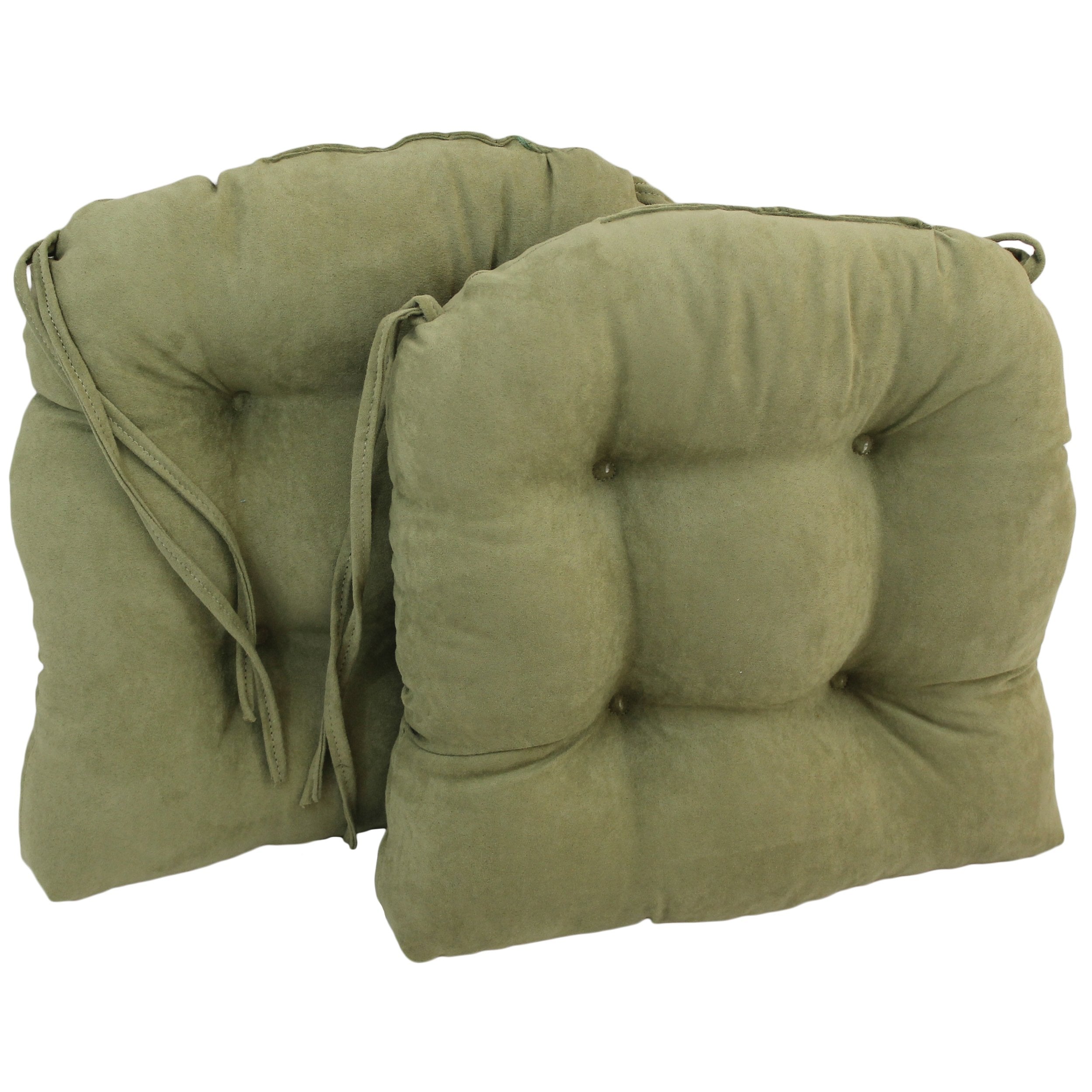 16-inch Solid Microsuede U-shaped Tufted Chair Cushions (Set of 2) - Sage