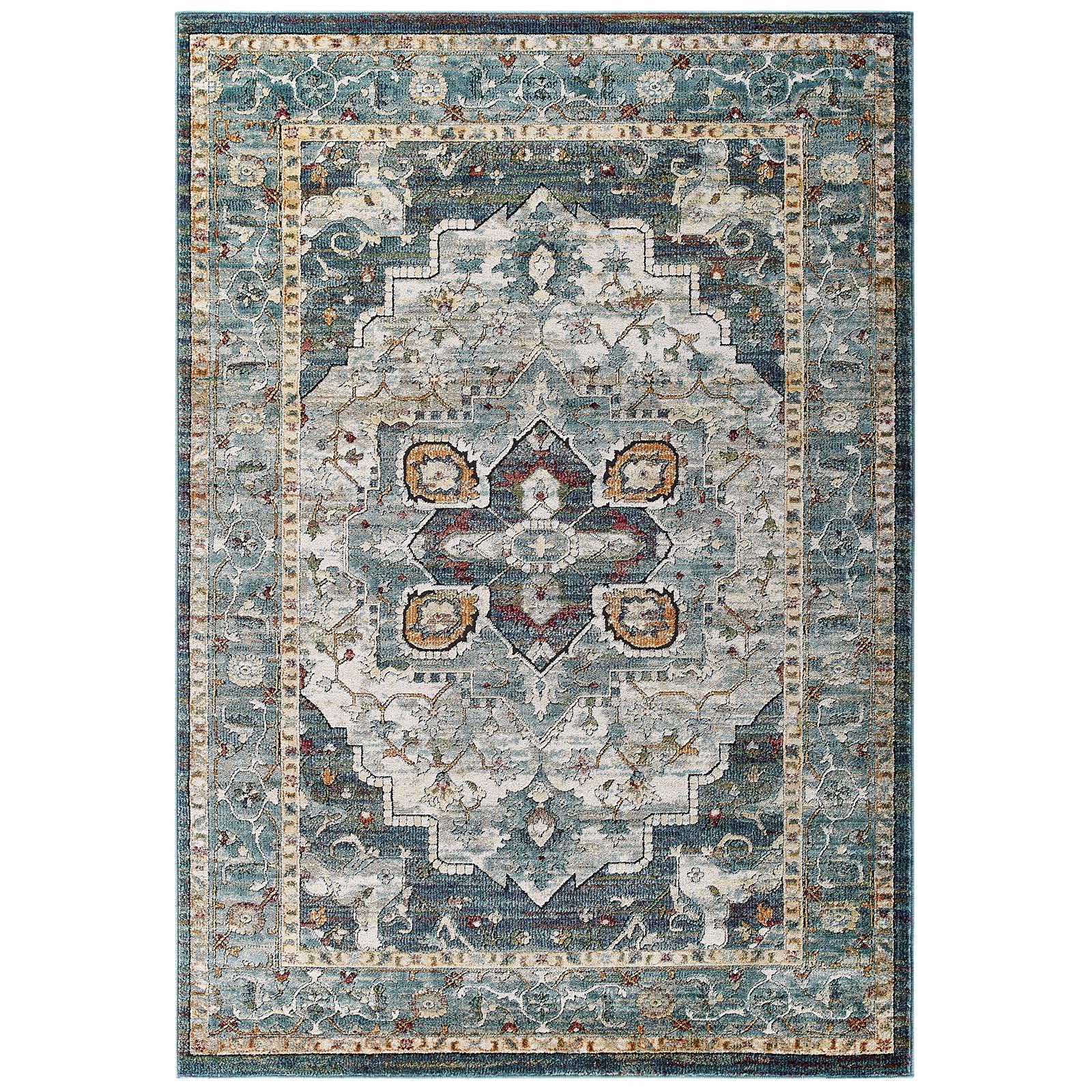 Tribute Diantha Distressed Vintage Floral Persian Medallion 5x8 Area Rug - Multicolored