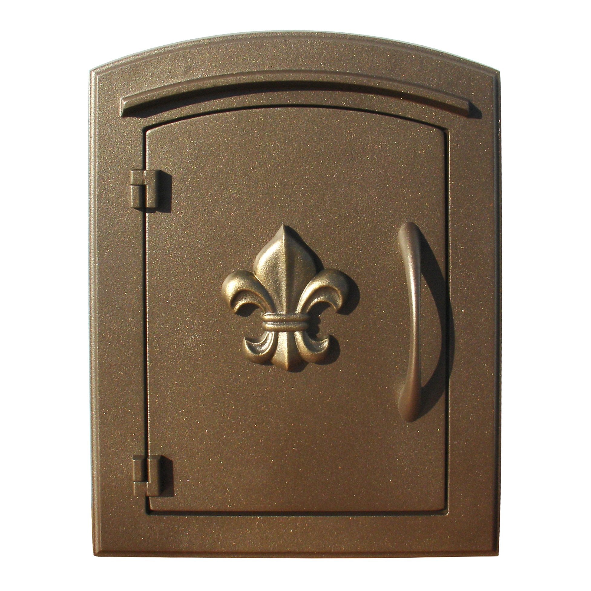 Manchester Security Drop Chute Mailbox with Decorative Fleur De Lis Logo Faceplate in Bronze