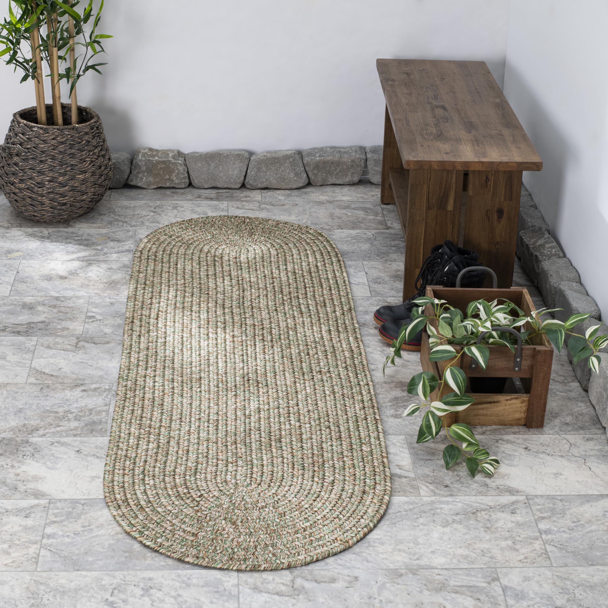 Rhody Rug SA68A015X015-4 Braided Area Rugs, Bayleaf, 15 x 15""