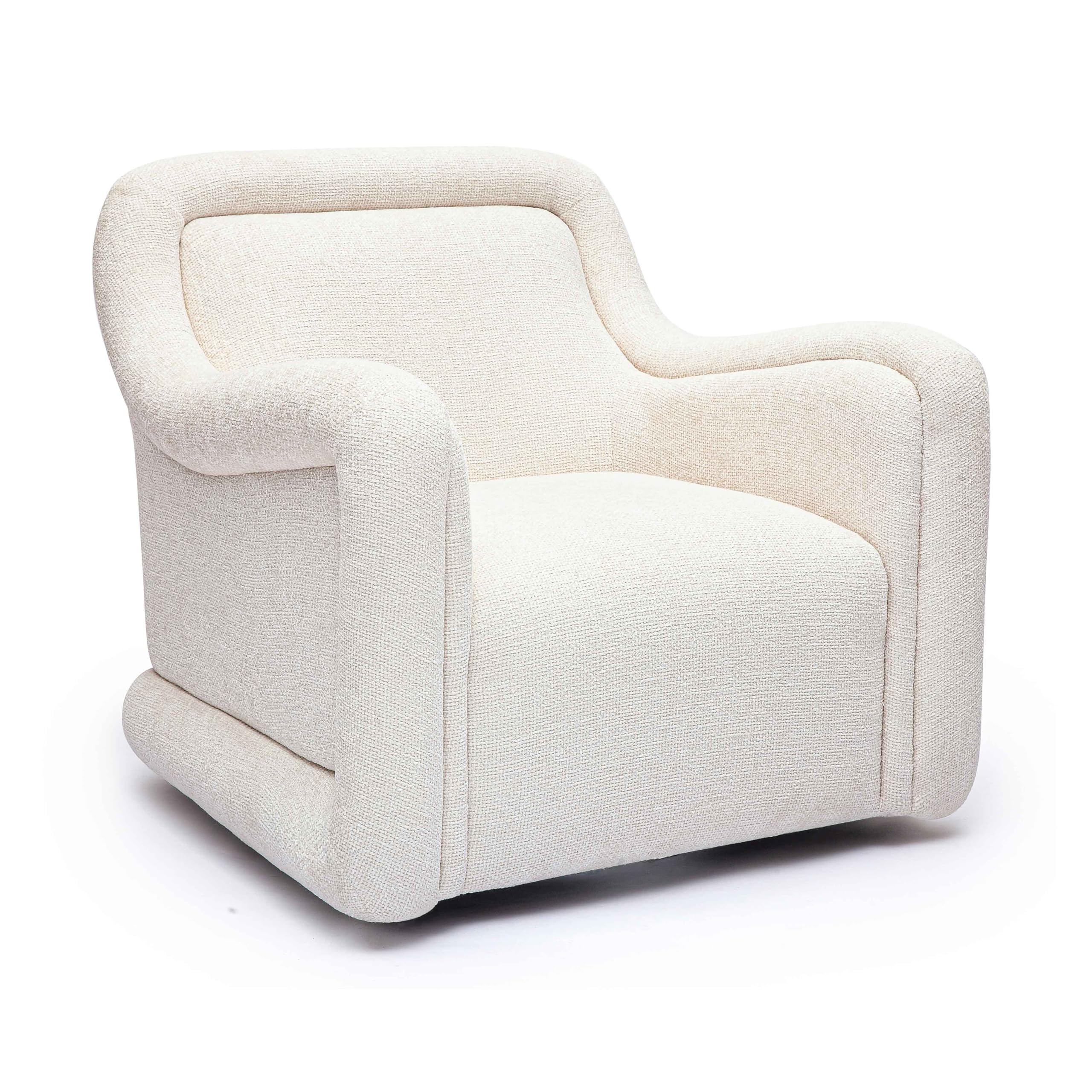 Charli Cream Basketweave Chenille Swivel Chair