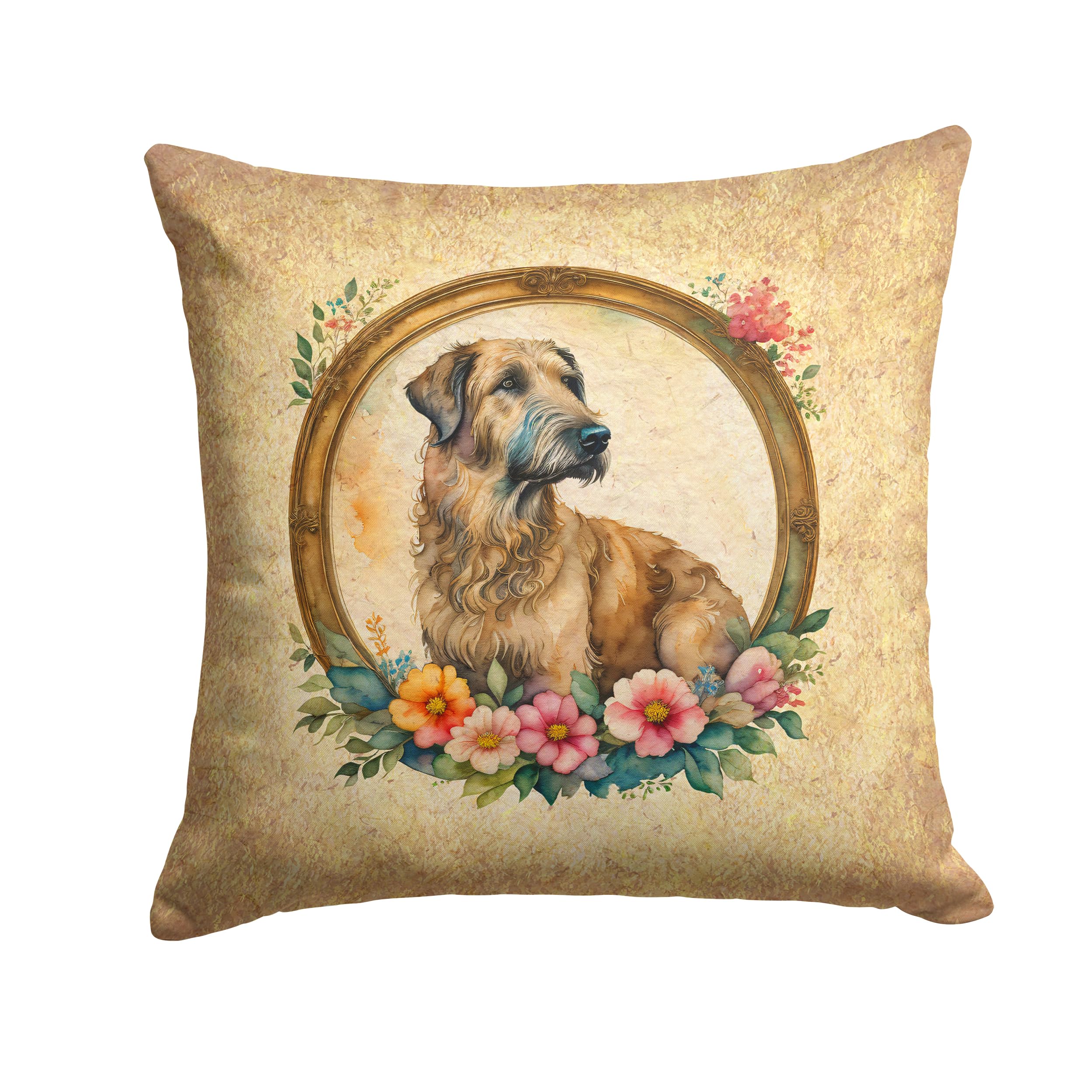 Irish Wolfhound And Flowers Throw Pillow