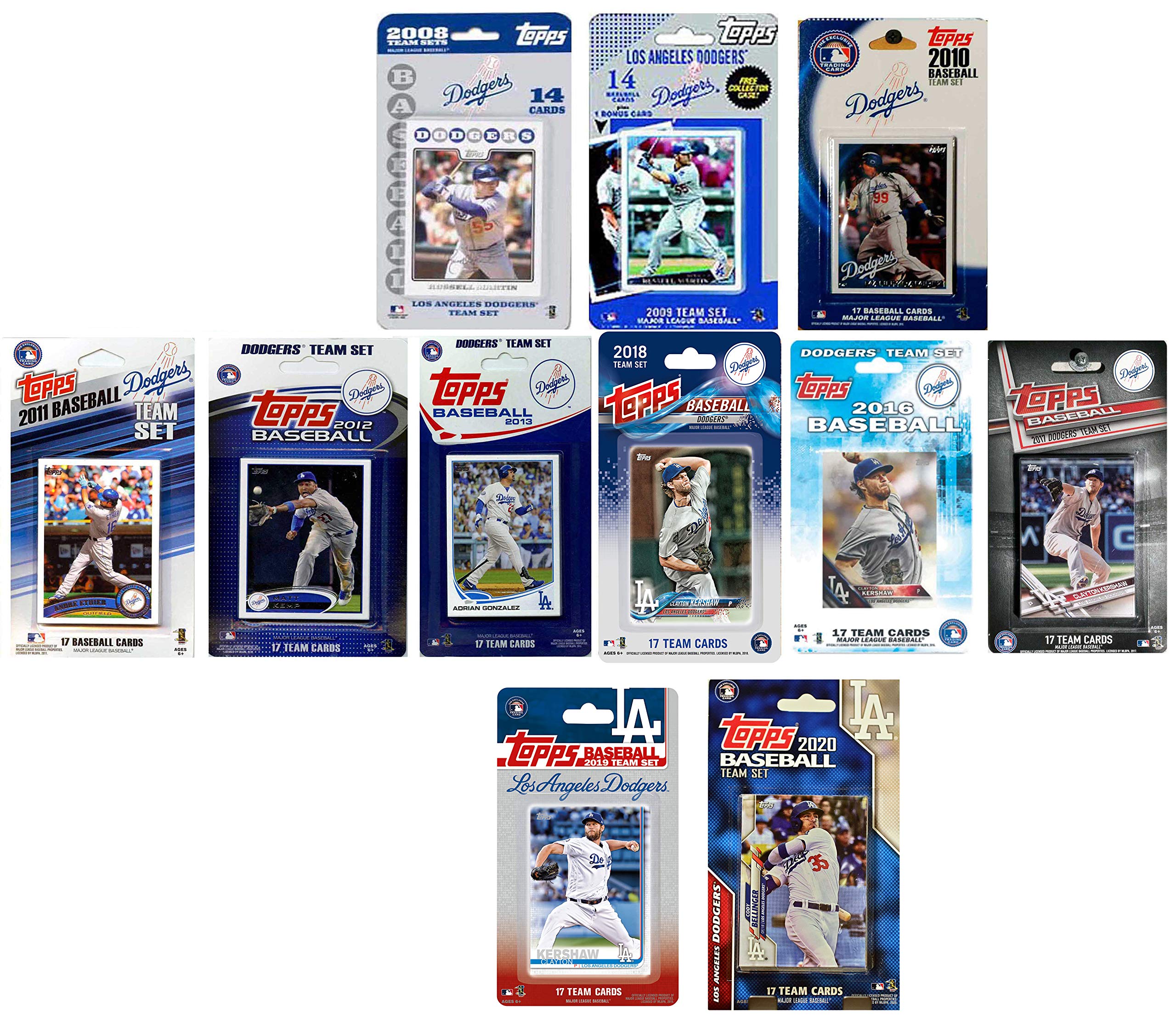 MLB Los Angeles Dodgers 10 Different Licensed Trading Card Team Sets