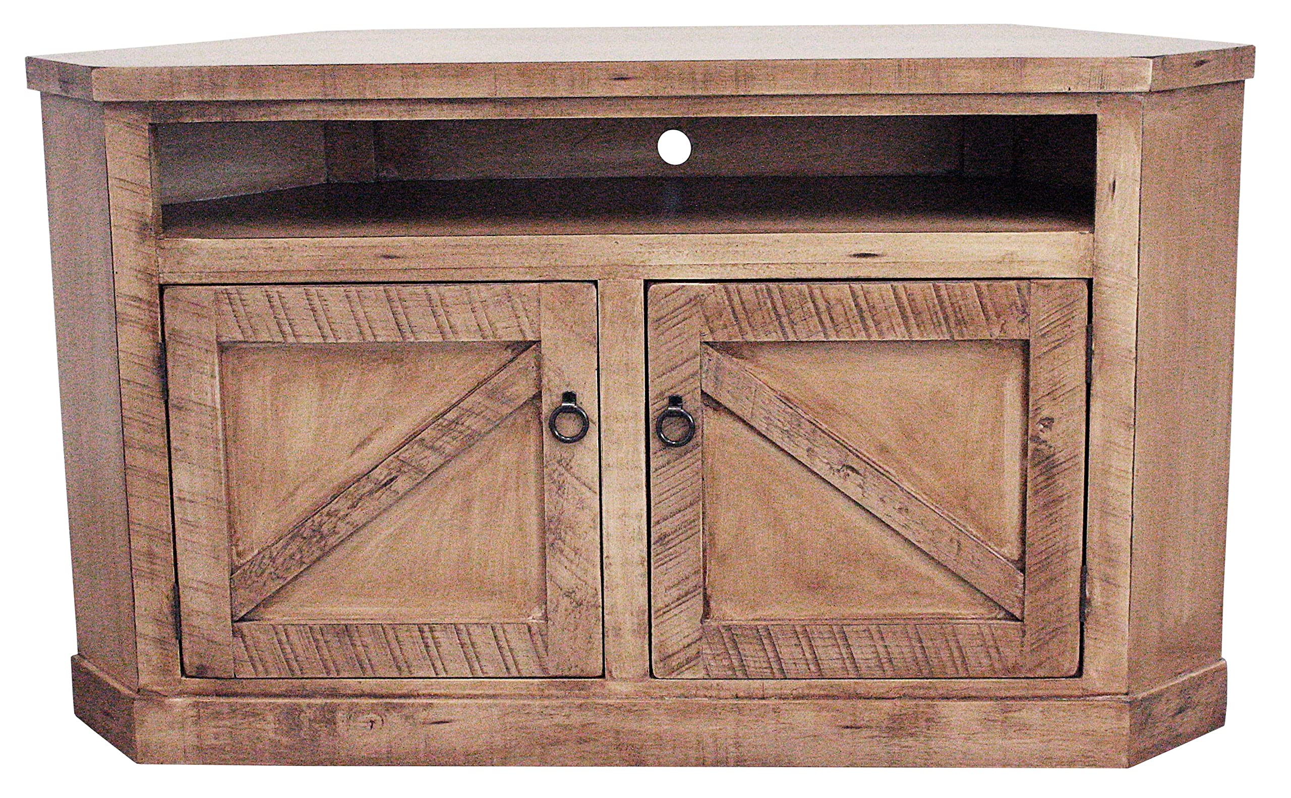 Rustic Promo Corner TV Stand in Rustic Seashell