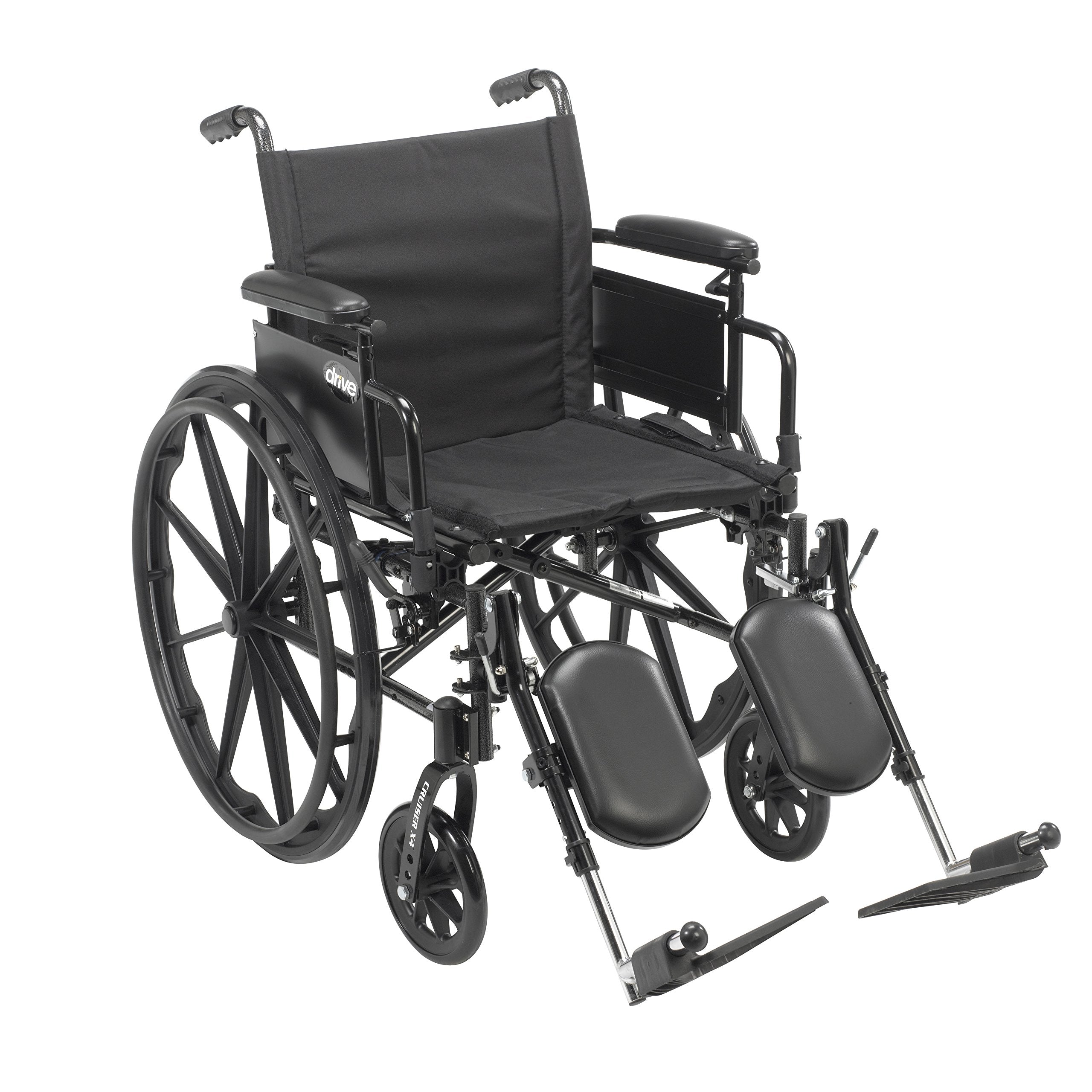 Cruiser X4 Lightweight Dual Axle Wheelchair with Adjustable Detachable Arms, Desk Arms, Elevating Leg Rests, 20 Seat"