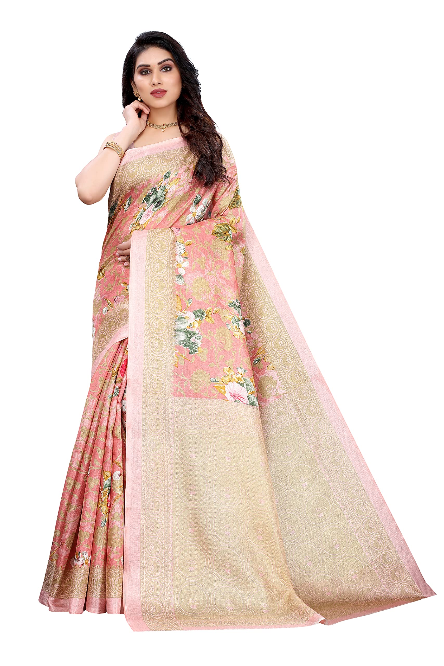 Yashika Womens Art Silk Saree With Blouse Piece (Pudina Pink_Pink)