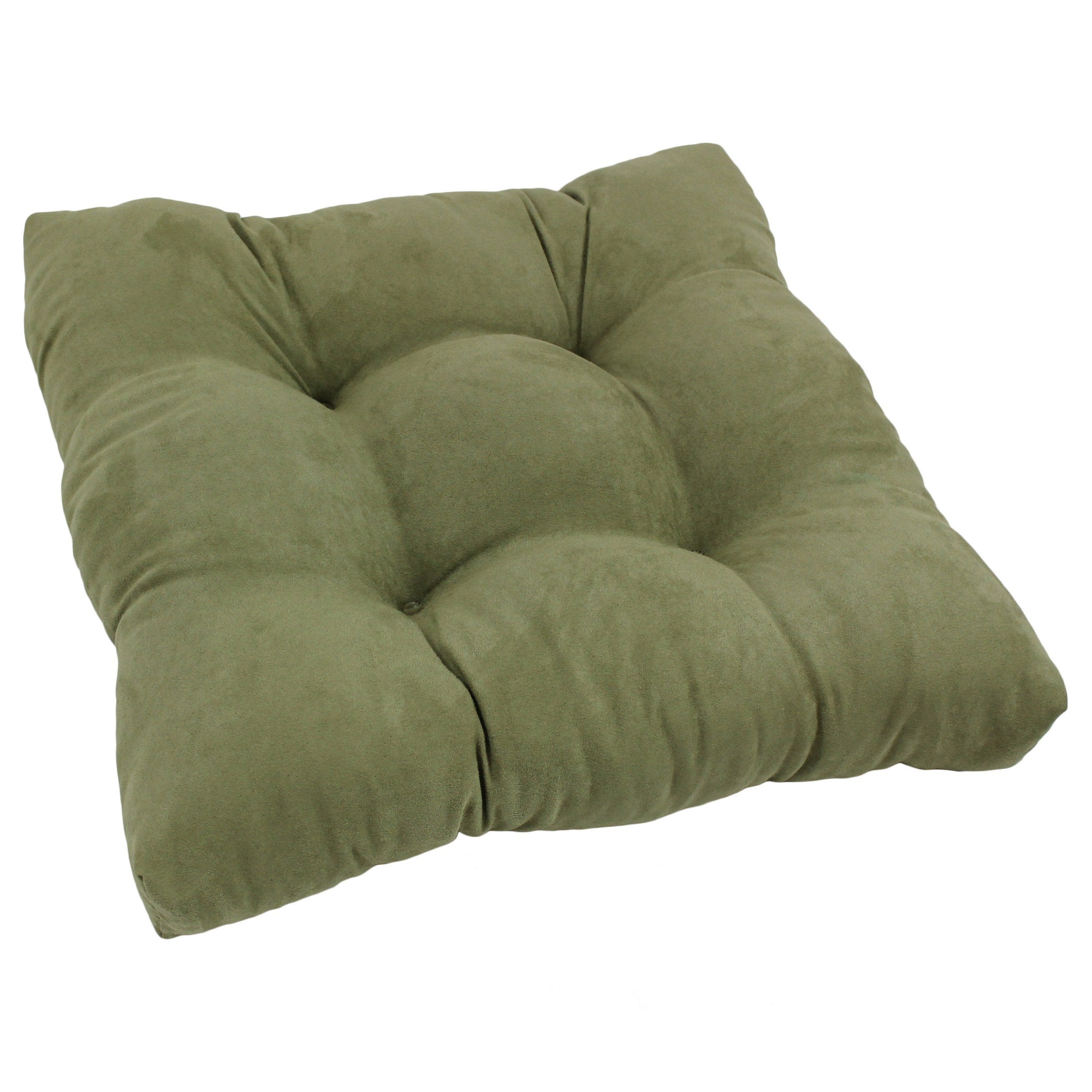 19-inch Squared Microsuede Tufted Dining Chair Cushion - Sage