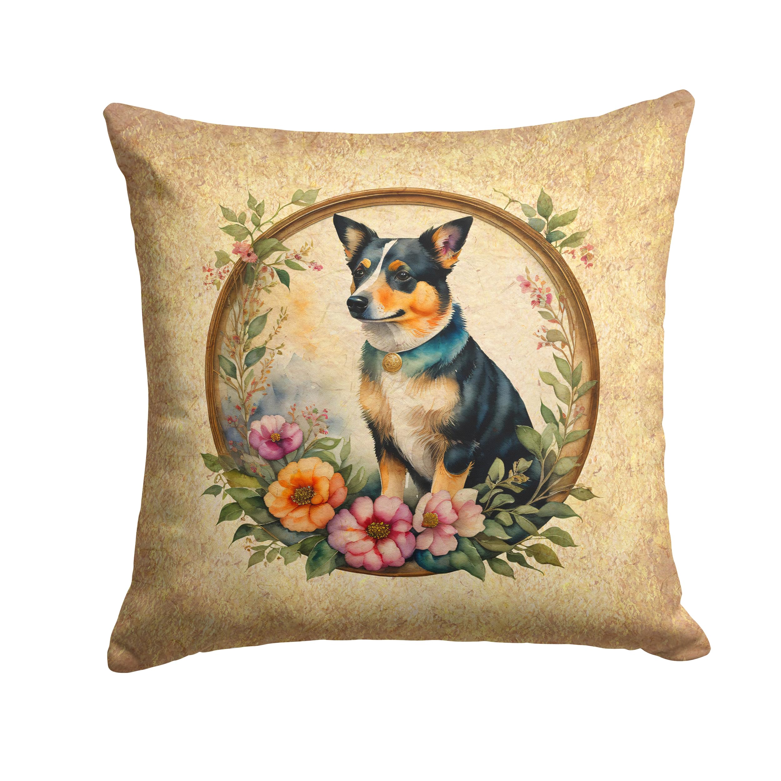 Lancashire Heeler And Flowers Throw Pillow