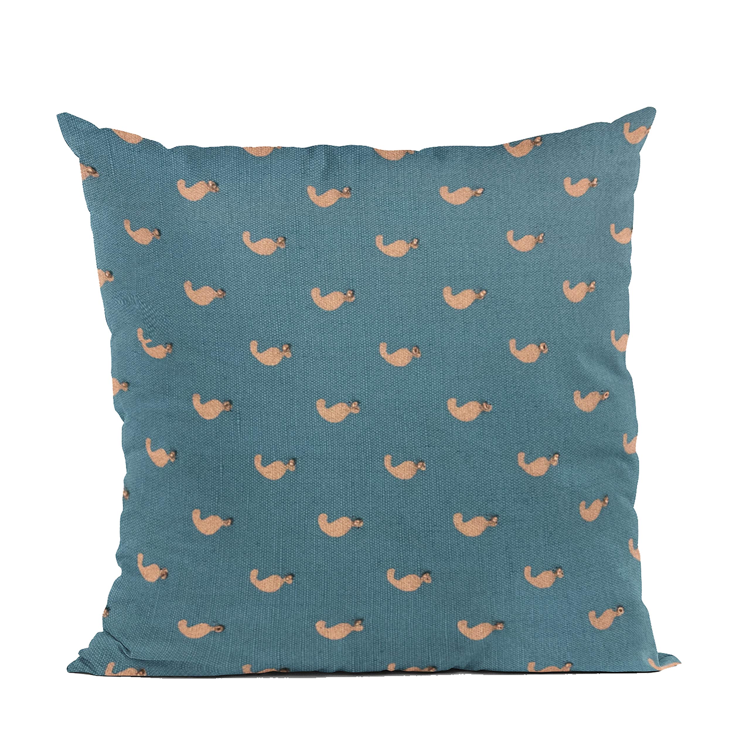 Plutus Brands Blue Plutus Beaded Motif Luxury Throw Pillow 22 in x 22in, Double Sided 22 x 22”