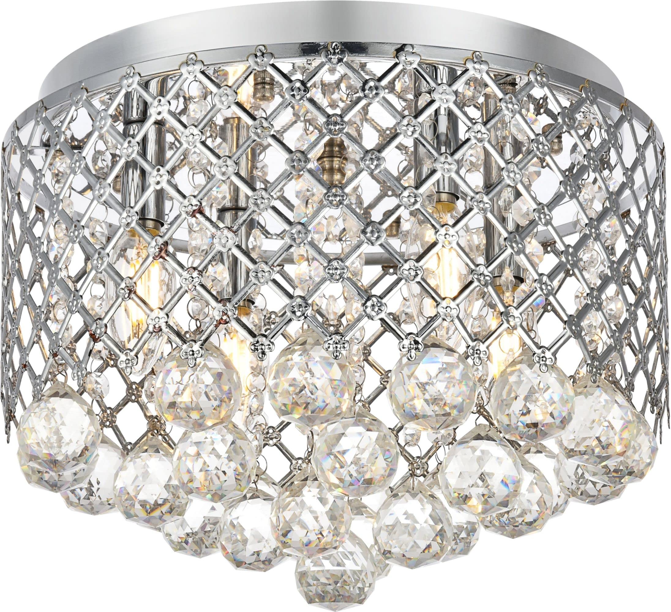 Elegant Lighting Ld5010F13 Tully 4 Light 13-1/2 Wide Flush Mount Ceiling Fixtur, Chrome