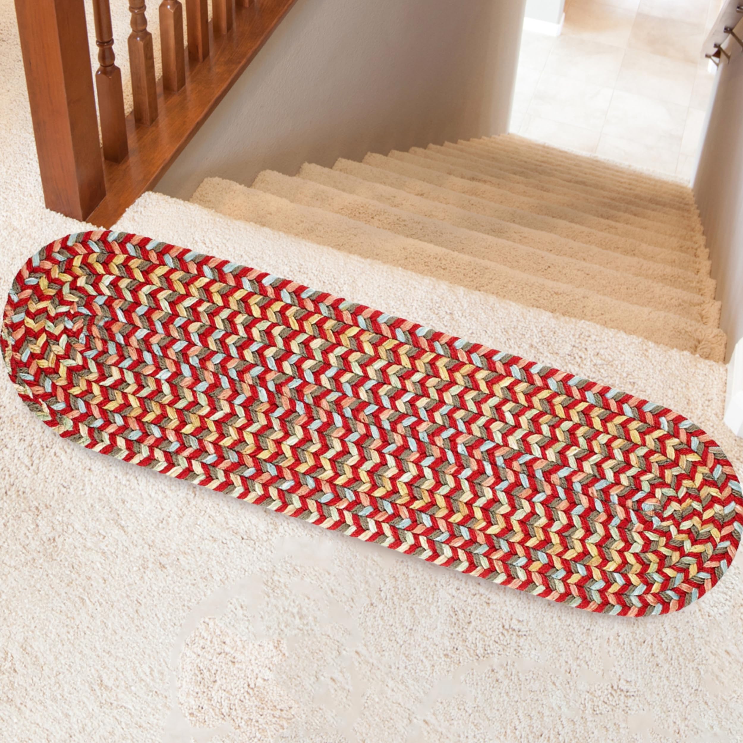 Rhody Rug CY47A008X028 Braided Area Rugs, Brilliant Red , 8 x 28""