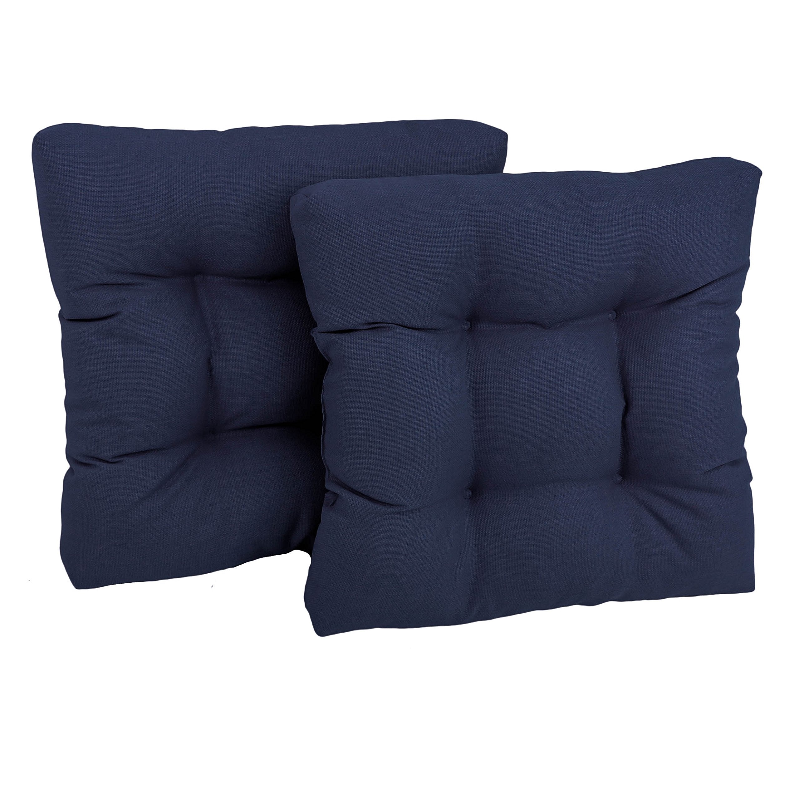 19-inch Squared Spun Polyester Tufted Dining Chair Cushion (Set of Two) - Azul