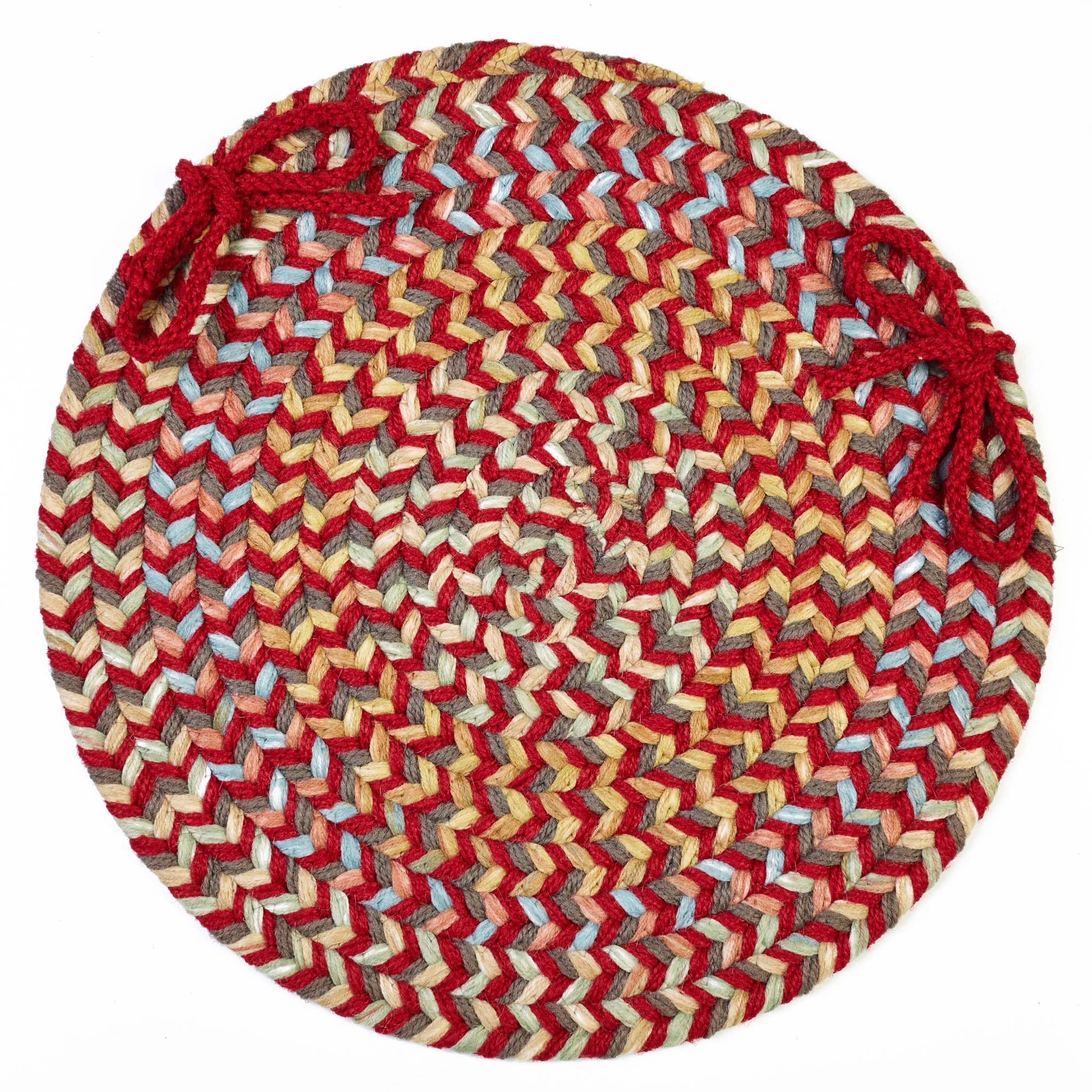 Rhody Rug CY47A015X015-4 Braided Area Rugs, Brilliant Red, 15 x 15""