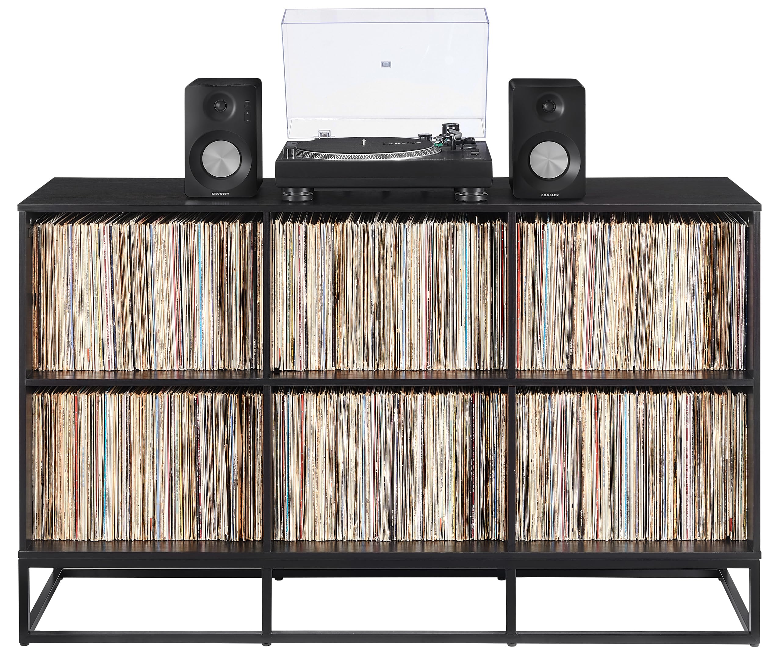 Enzo 6 Cube Record Player Stand With Vinyl Storage Black