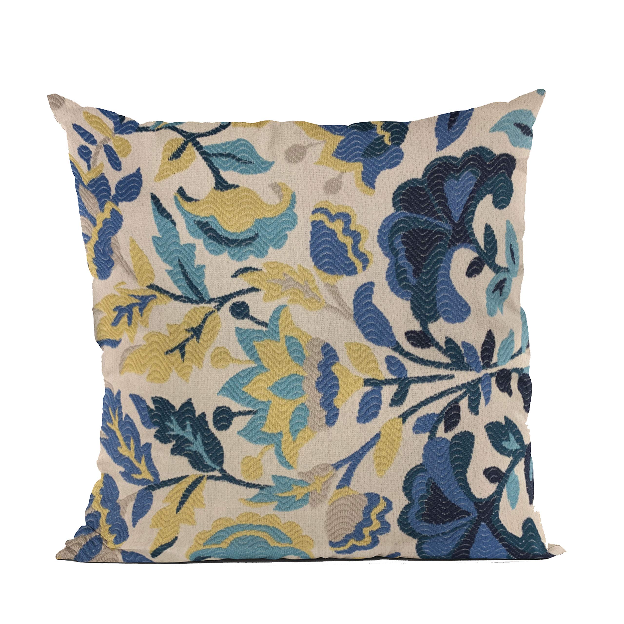 Plutus Brands Blue Plutus Mountain Flower Floral Luxury Throw Pillow 16 in x 16in, Double Sided 16 x 16”