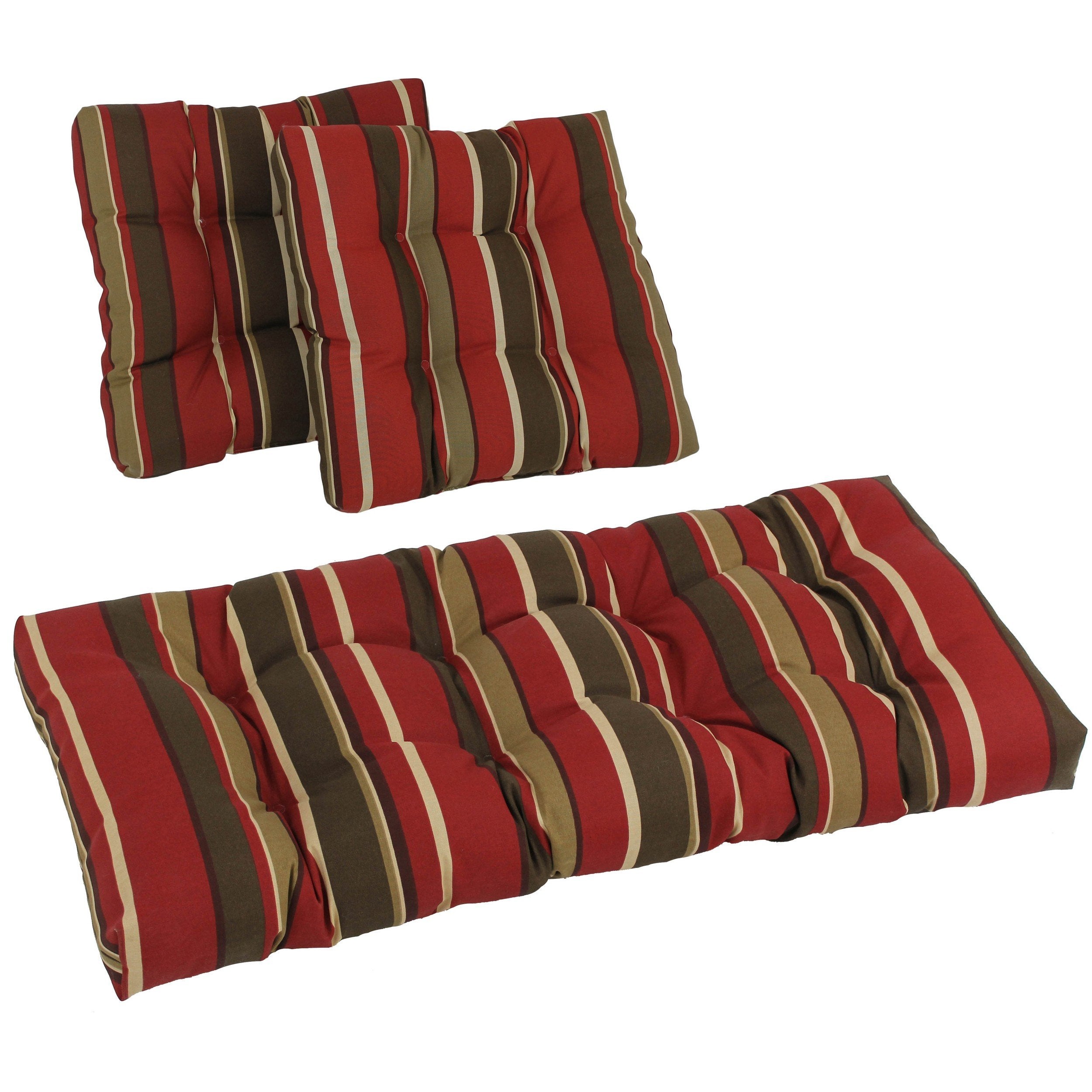 Square Spun Polyester Outdoor Tufted Settee Cushions (Set of 3) - Monserrat Sangria