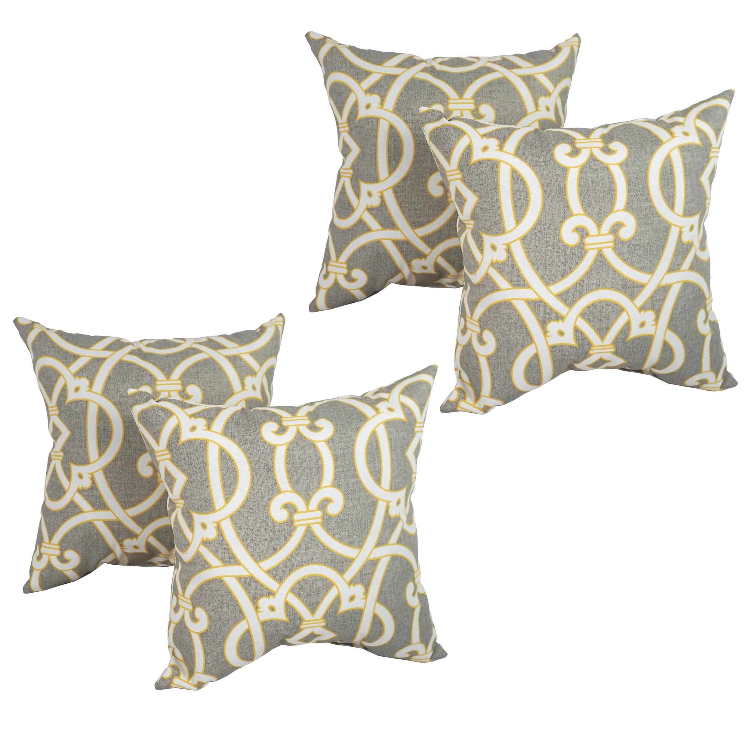 Blazing Needles Outdoor Spun Polyester Throw Pillows (Set of 4) - Salamanca Trellis