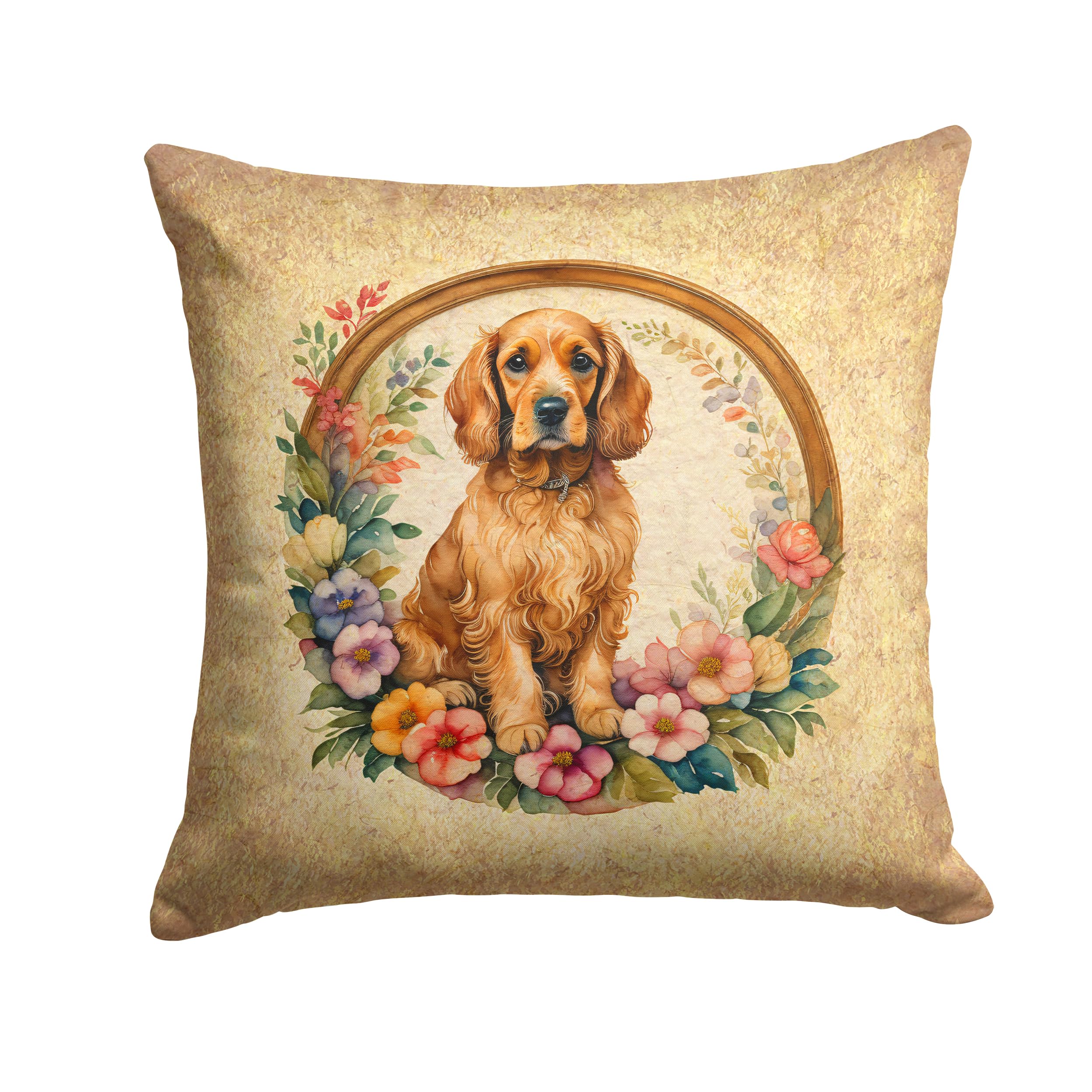 Cocker Spaniel And Flowers Throw Pillow