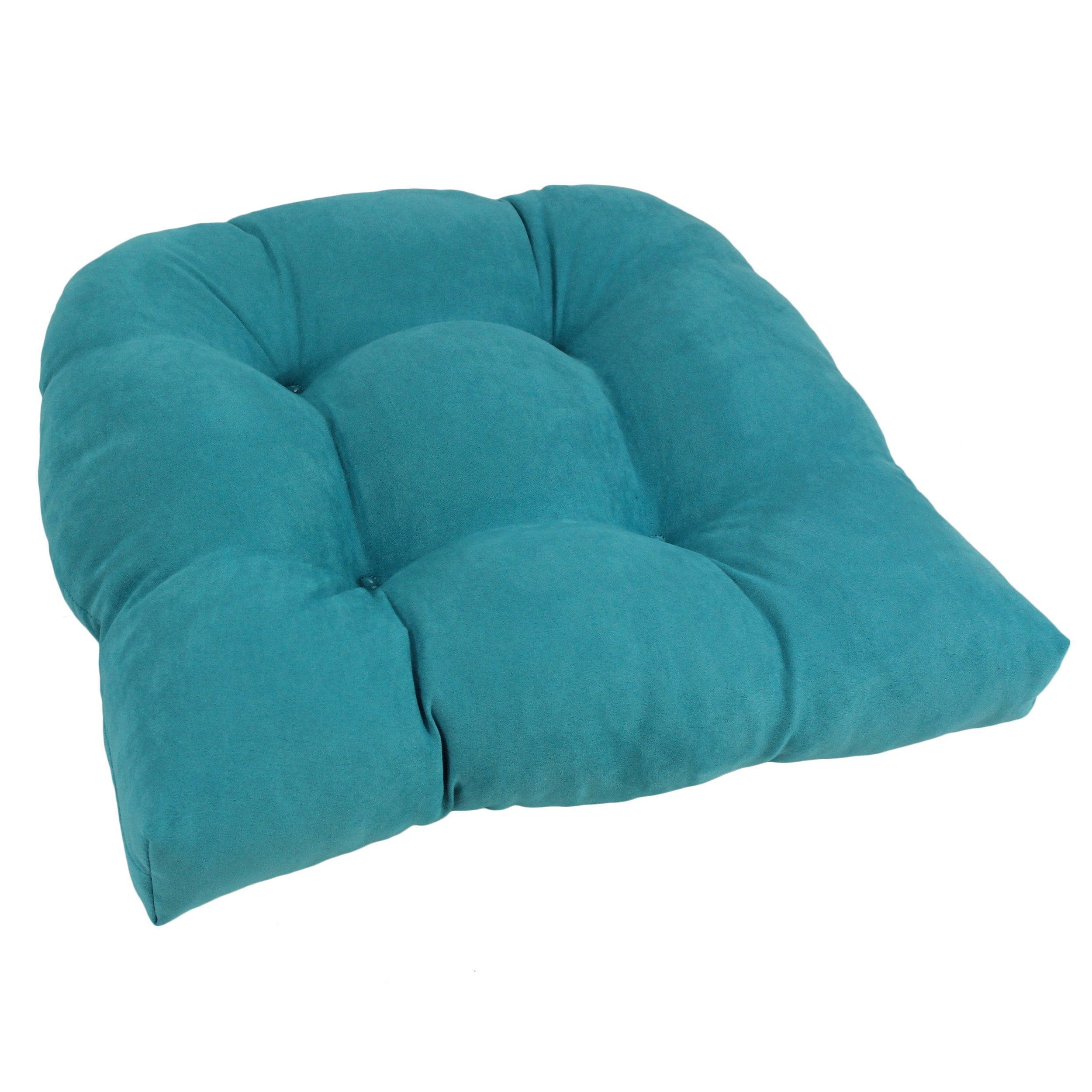 19-inch U-Shaped Micro Suede Tufted Dining Chair Cushion - Aqua Blue