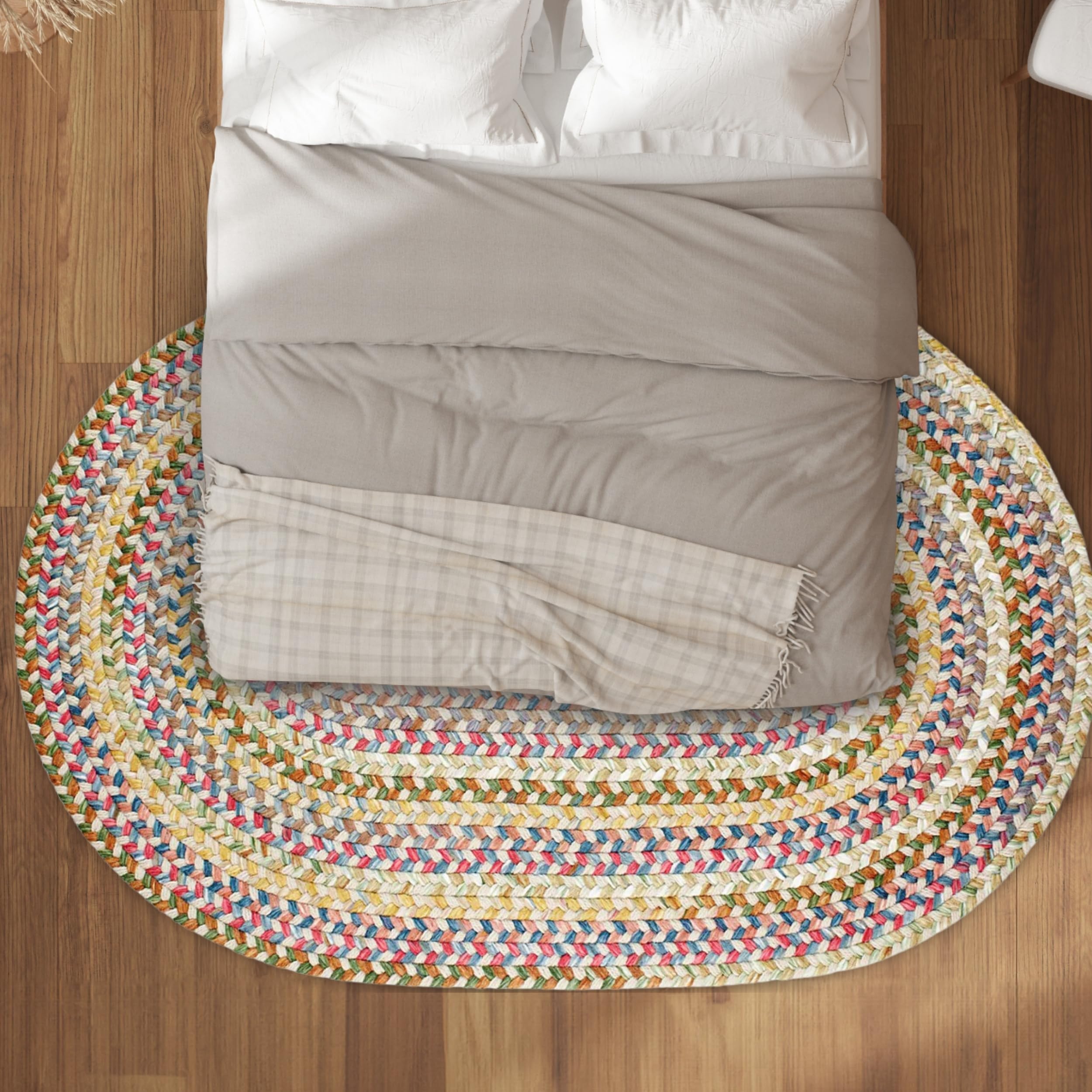 Rhody Rug CJ55R060X096 Braided Area Rugs, Champagne, 5 x 8