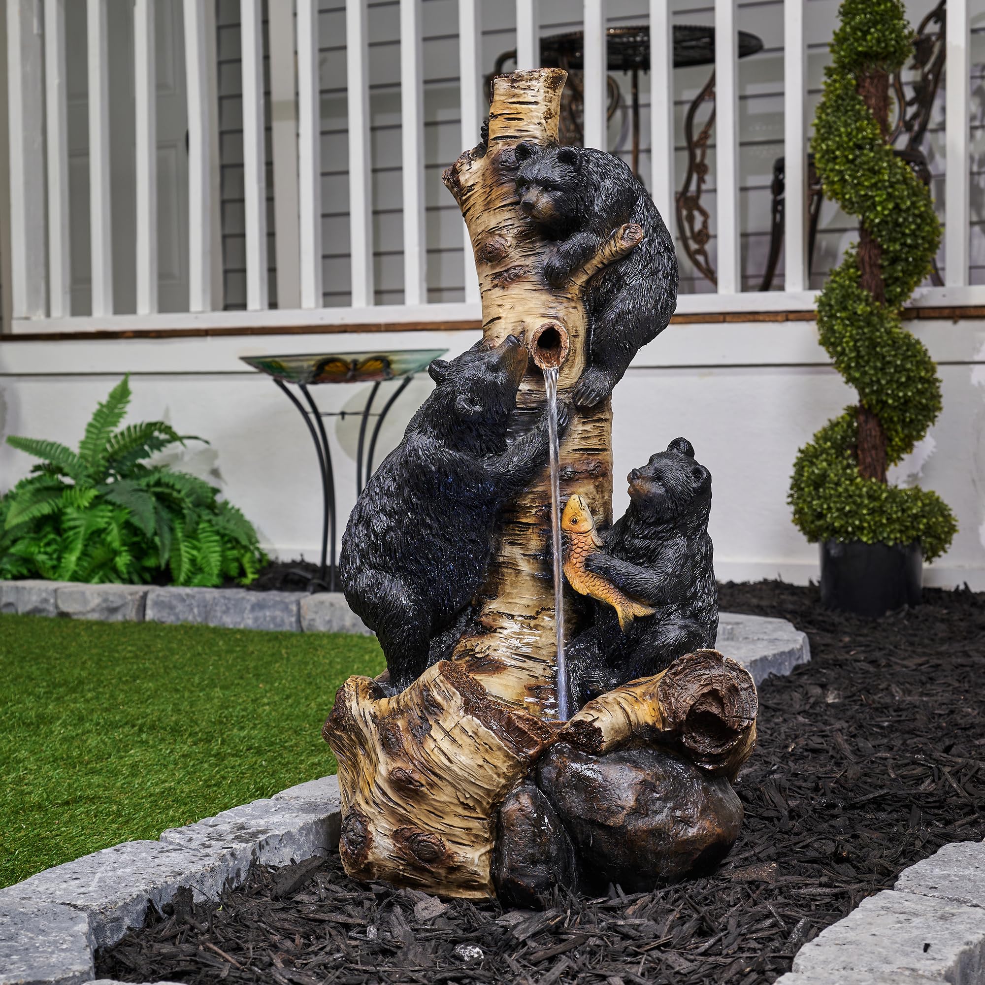 Hi-Line Gift Ltd 79584 29In Black Bears Climbing Fountain