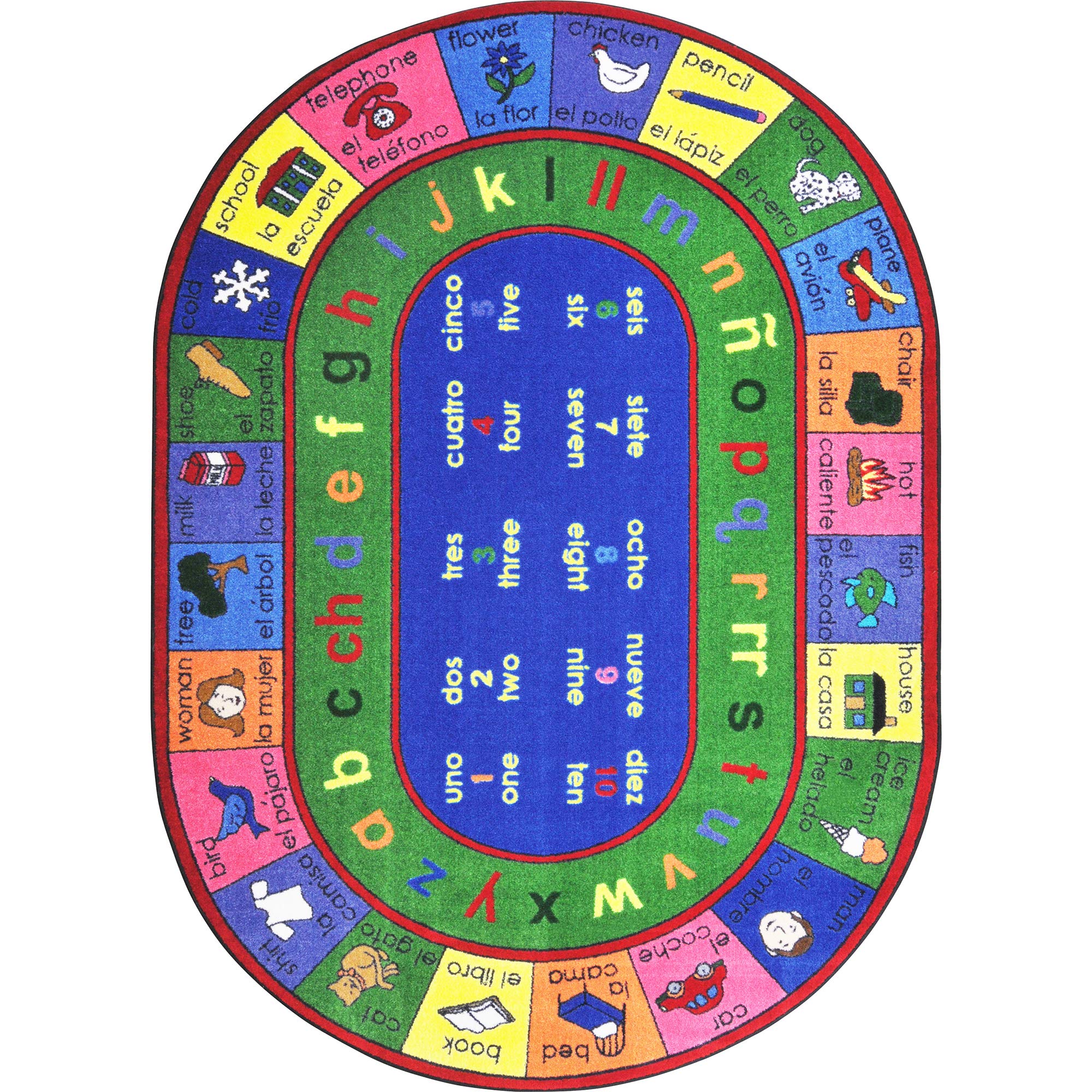 LenguaLink (Spanish) 54 x 78??Oval area rug in color Multi
