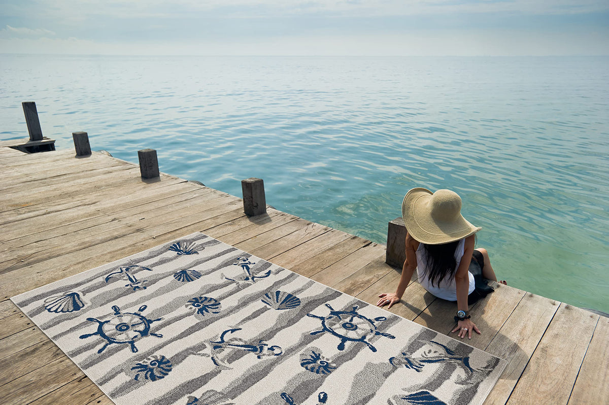 Kas Rugs Lucia Ivory Seashore 23 X 45 Indoor/Outdoor Accent Rug
