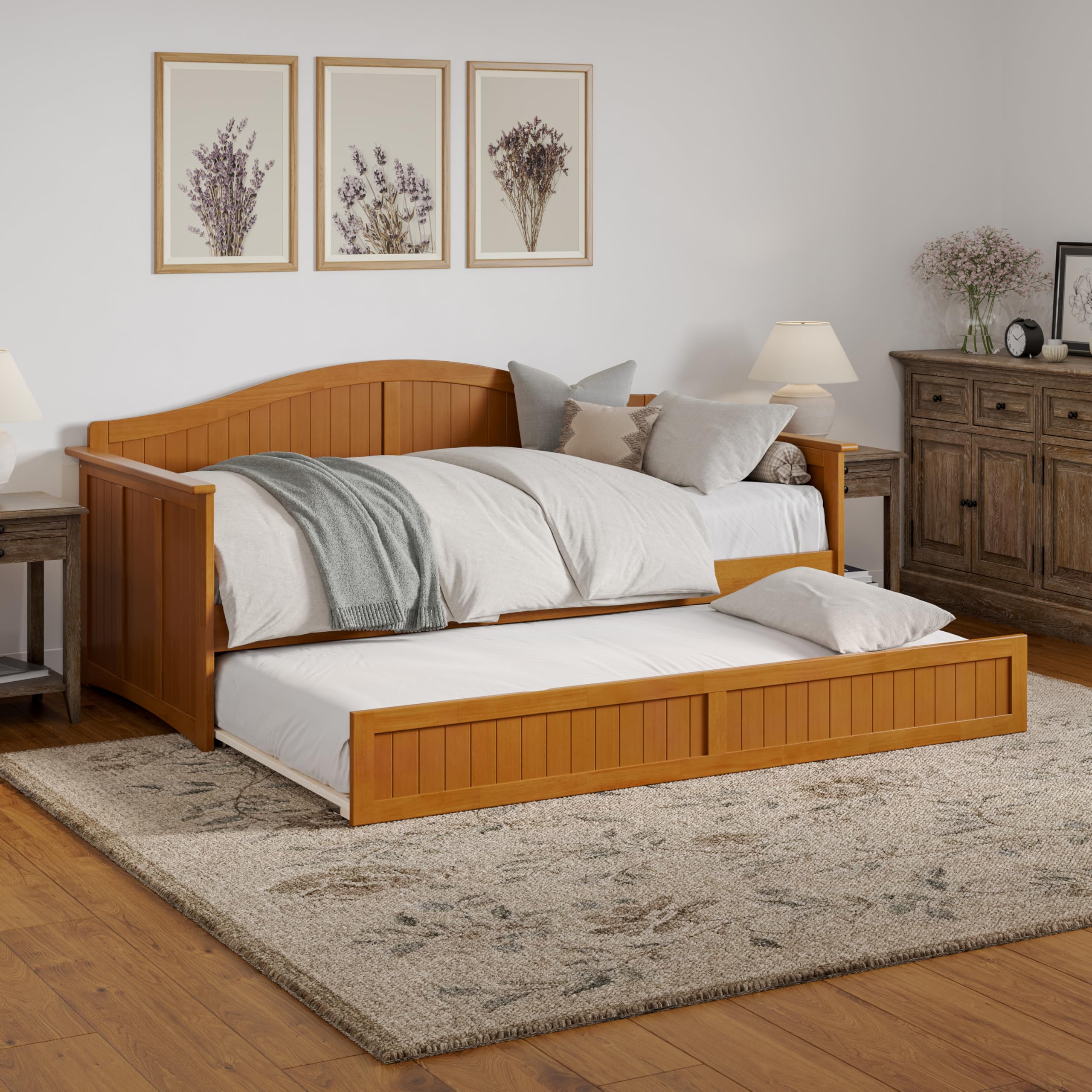 AFI Nantucket Twin Size Daybed with Twin Trundle in Light Toffee
