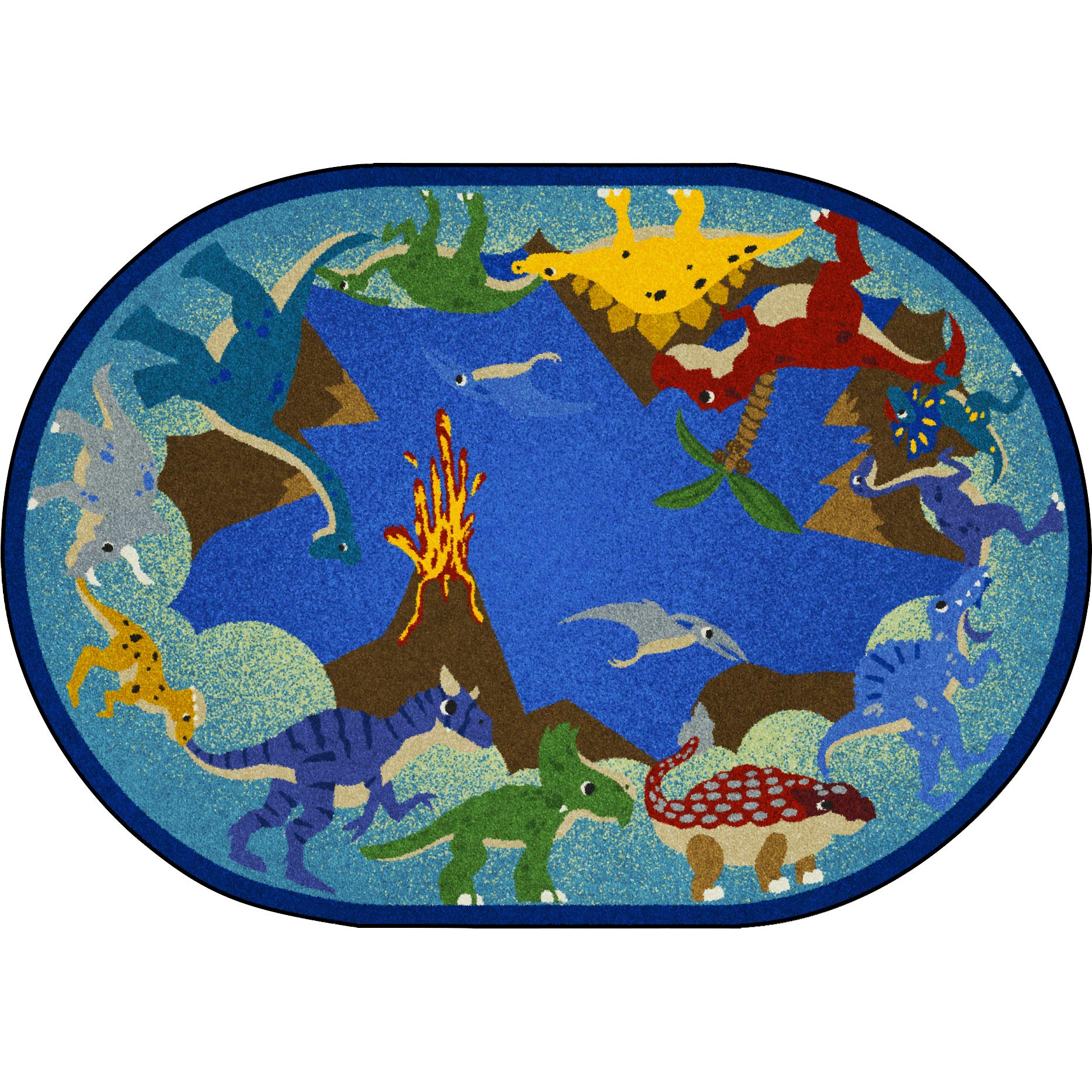 Dino Parade 78 x 109??Oval area rug in color Multi