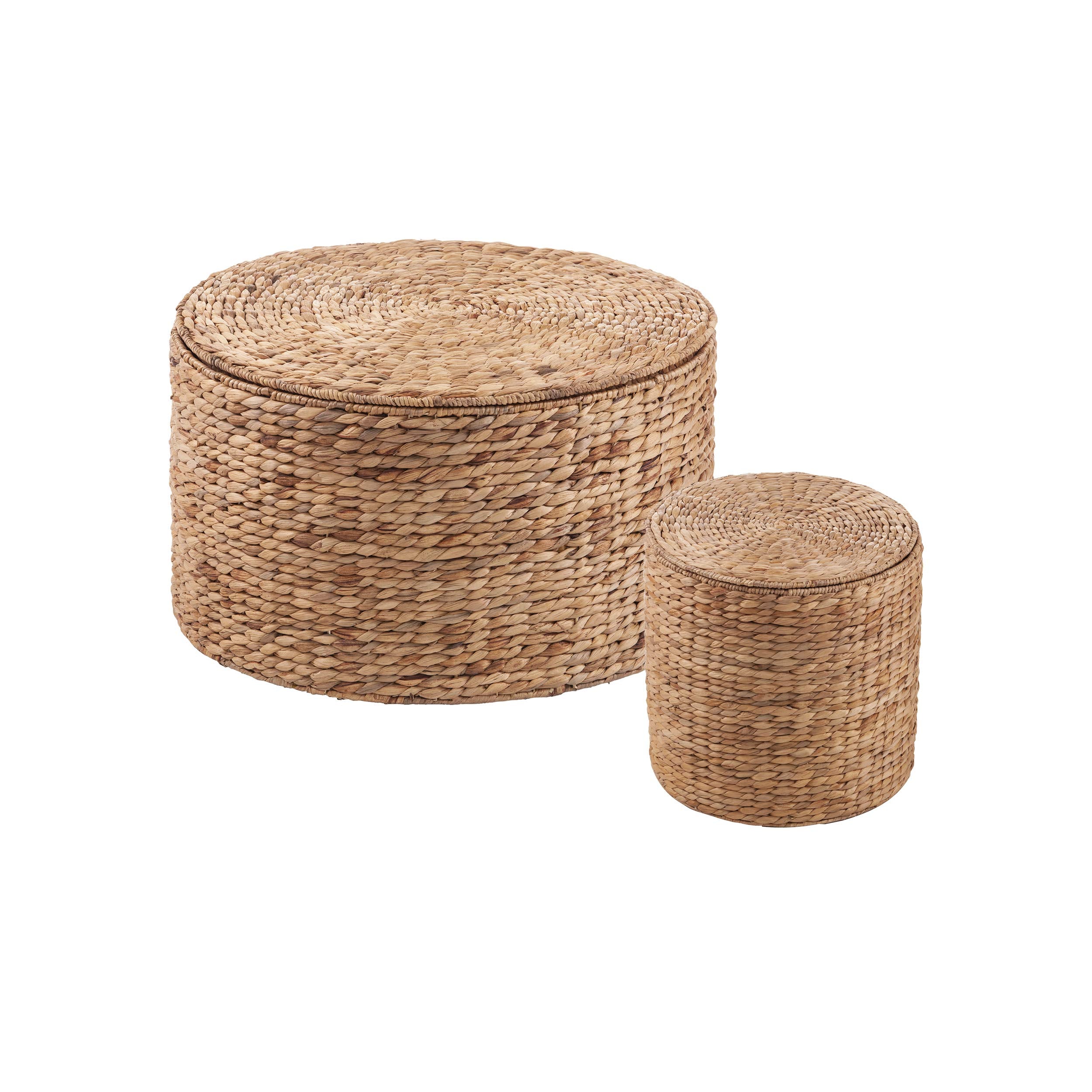 Satalia Round Water Hyacinth Storage Tables - 2pc Set