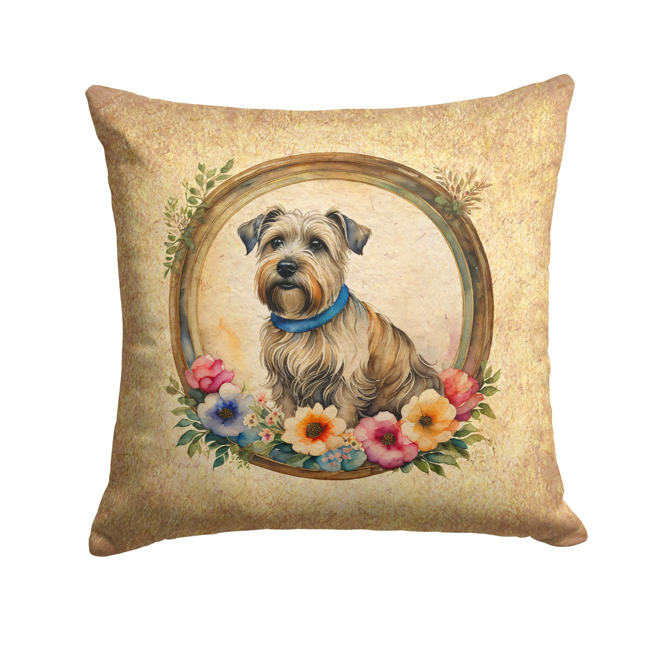 Glen Of Imaal Terrier And Flowers Throw Pillow