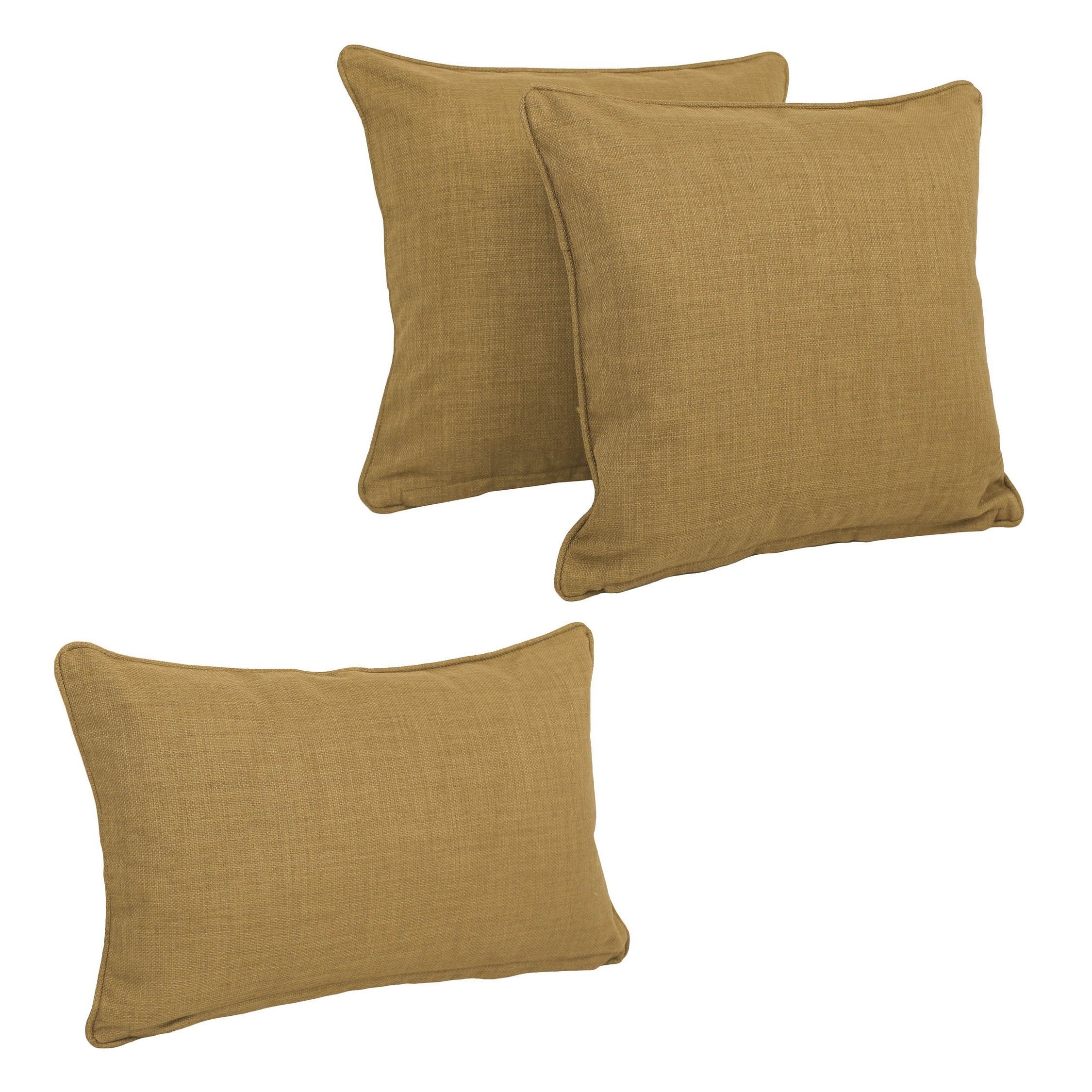 Blazing Needles Indoor/Outdoor Spun Polyester Throw Pillows (Set of 3) - Wheat