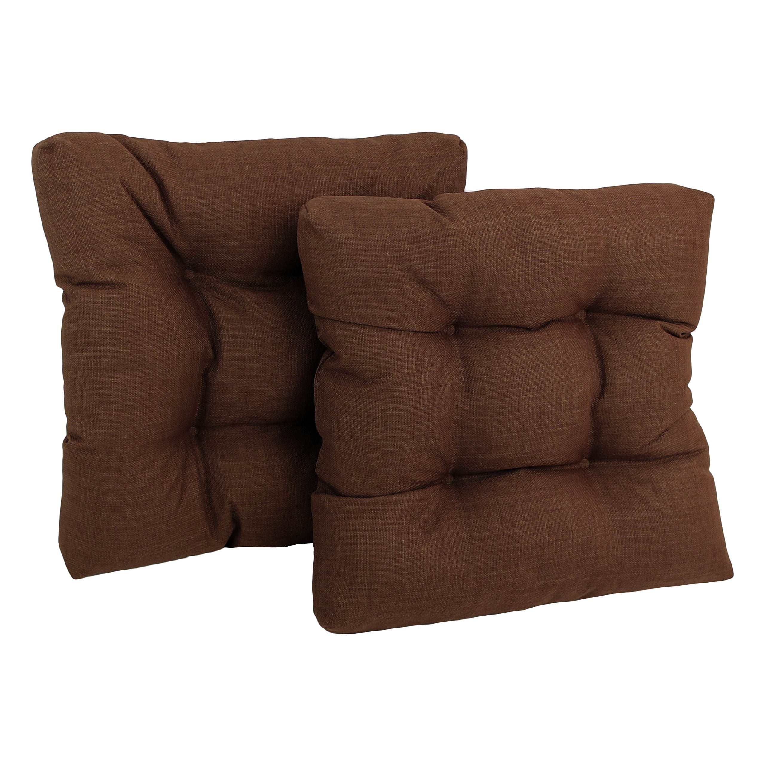 19-inch Squared Spun Polyester Tufted Dining Chair Cushion (Set of Two) - Cocoa