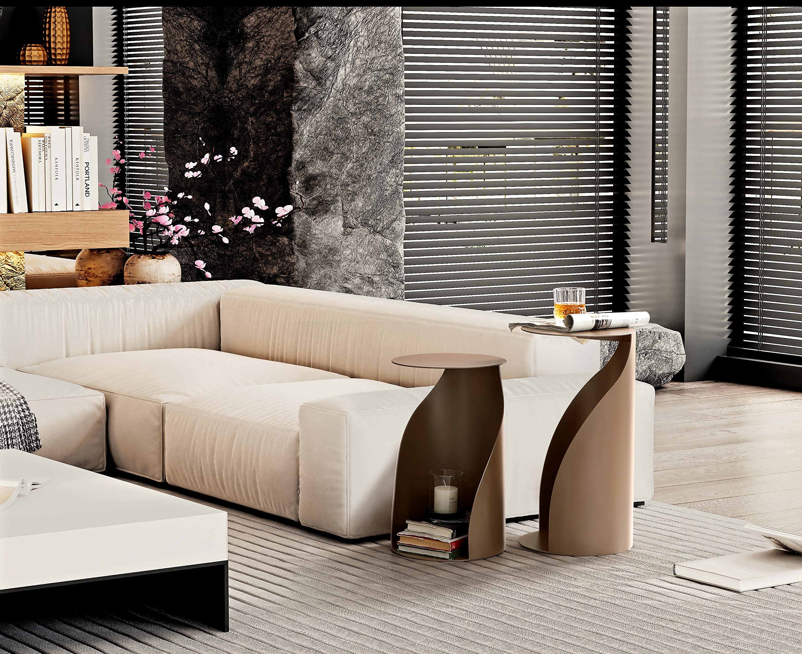 Willie Large Side Table, Gold Powder-Coated Metal