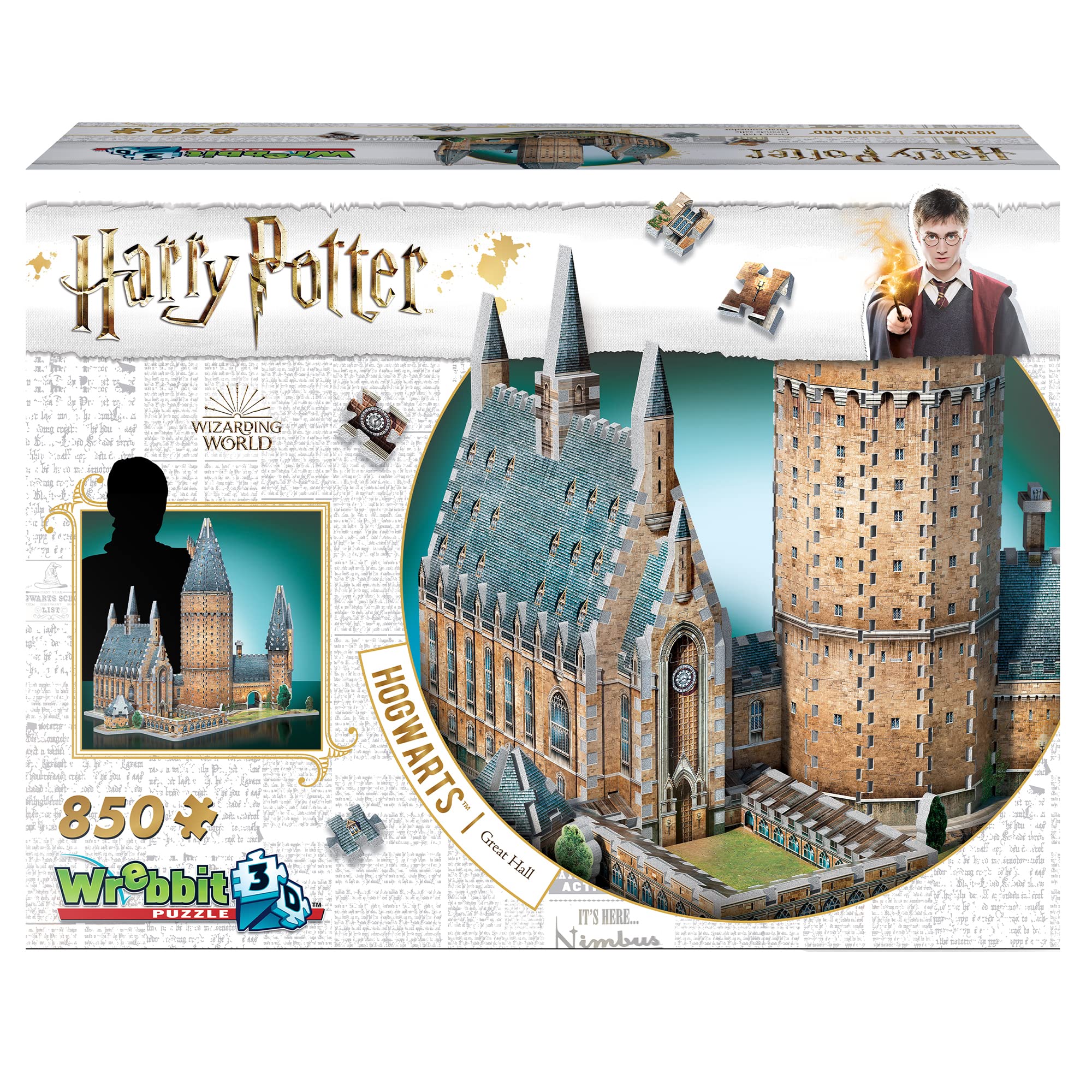 Wrebbit3D Harry Potter Hogwarts Great Hall 3D Jigsaw Puzzle Multicolored 850 pc, (Pack of 1)