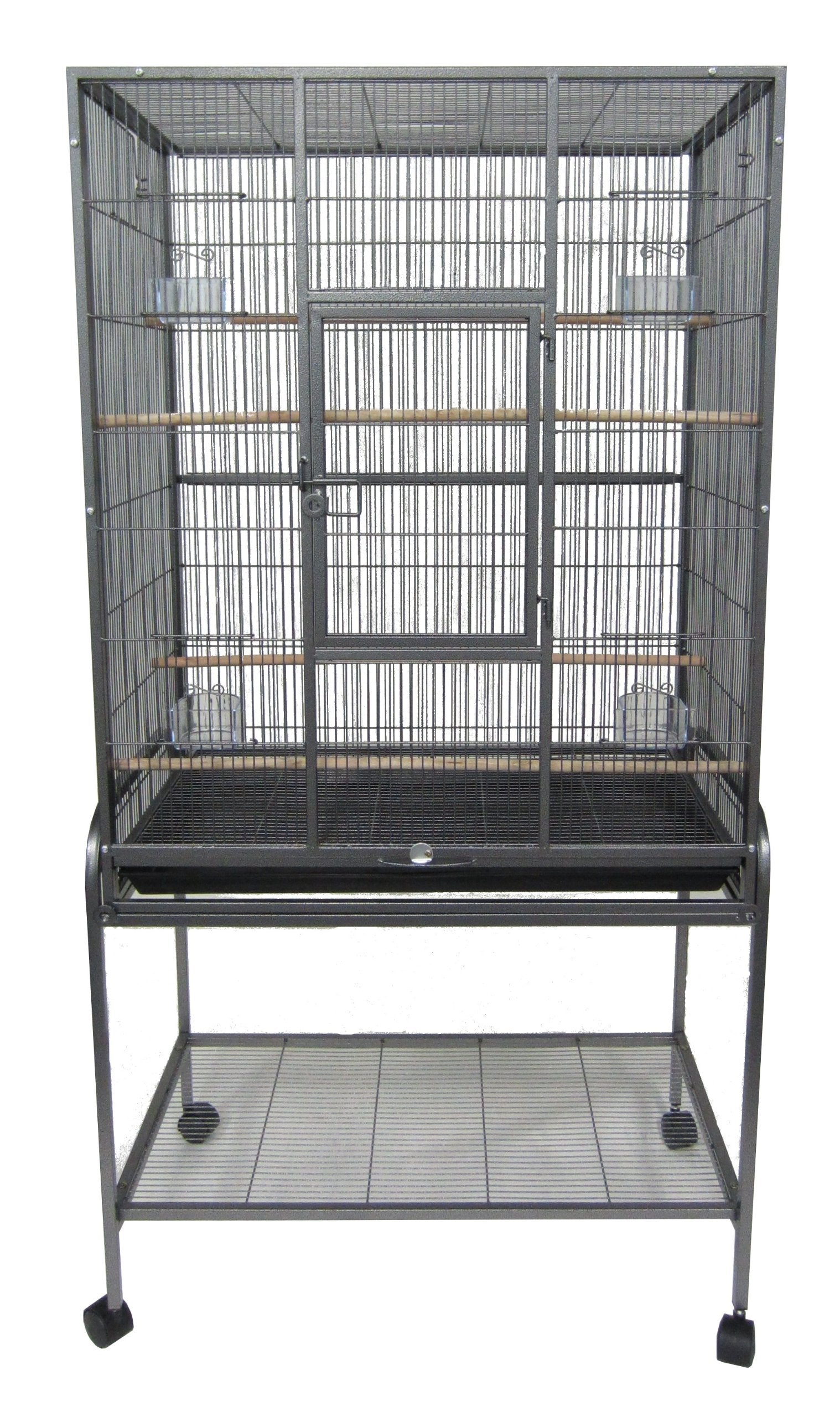 1/2 Bar Spacing Aviary Cage 30L″x19W″x61H″ With Stand in Antique Silver″