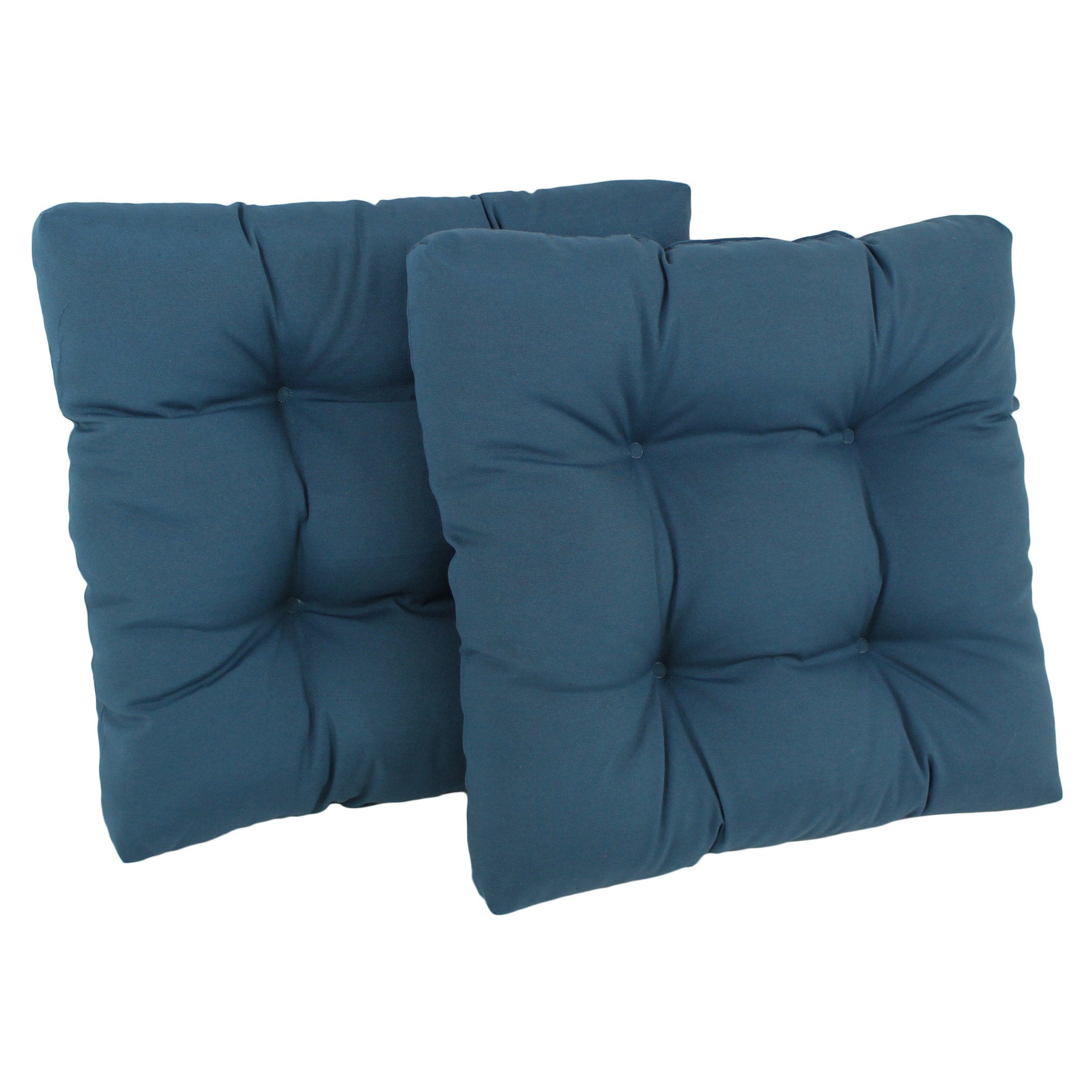 19-inch Squared Twill Tufted Dining Chair Cushion (Set of Two) - Indigo